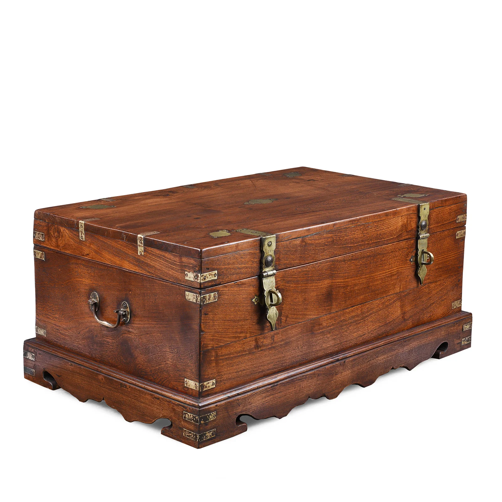Brass Bound Teak Military Chest From Calcutta - 19th Century - Image 8