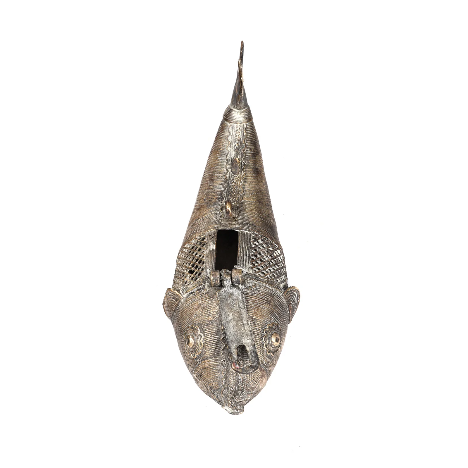 Brass Dhokra Work Fish Money Box From Orissa - Ca 1920 - Image 4