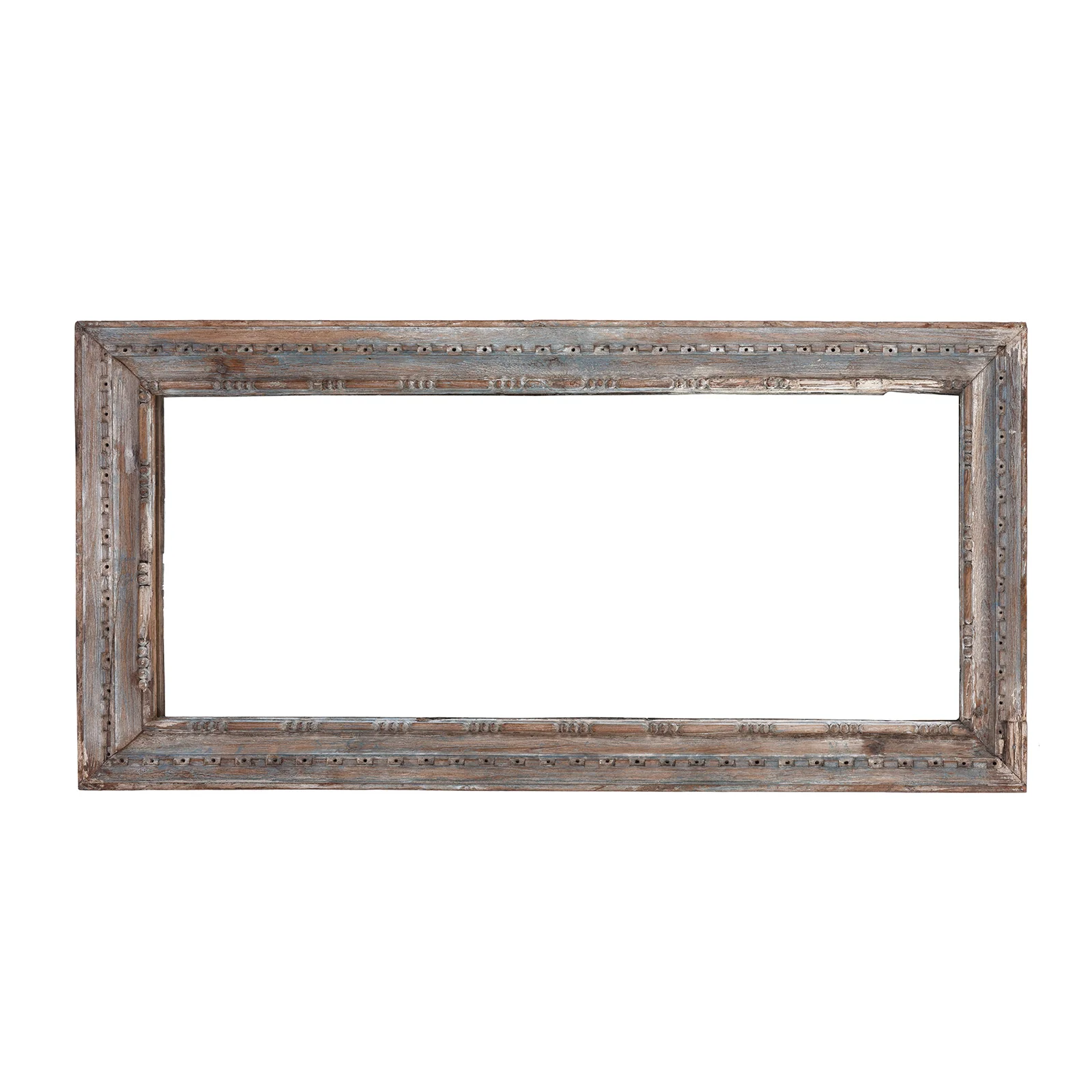 Blue Painted Mirror Made From Old Architectural Teak - Image 2