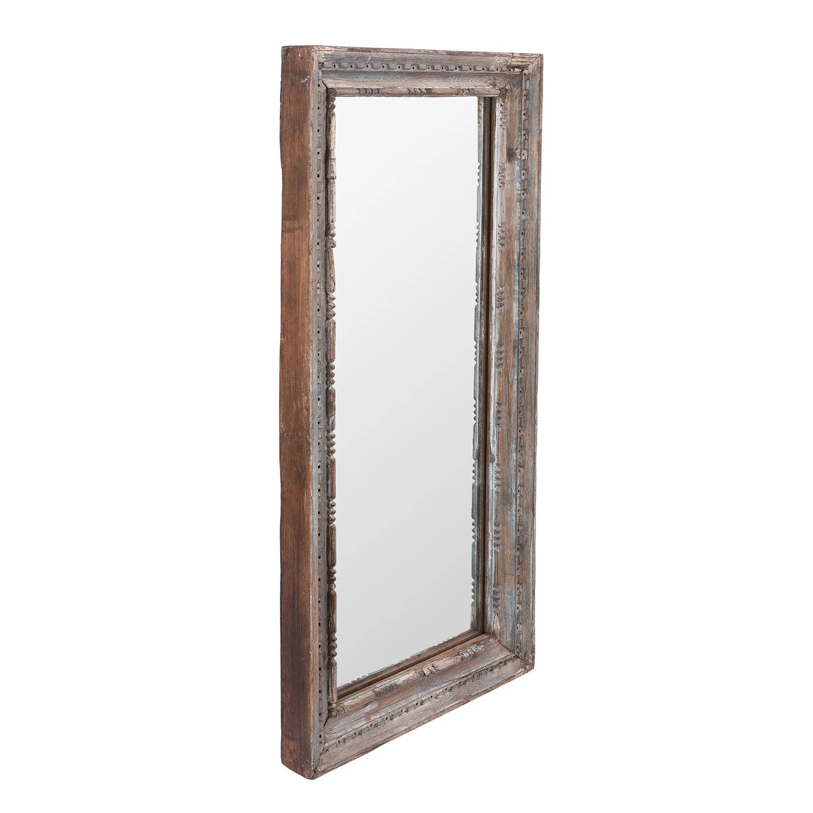 Blue Painted Mirror Made From Old Architectural Teak - Image 4