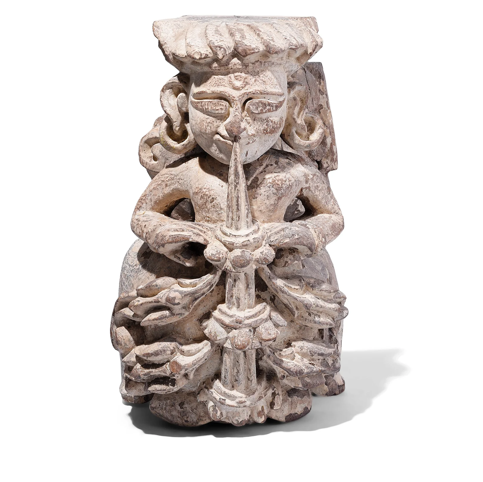 Carved Teak Musician Panel From Gujarat - 19th Century