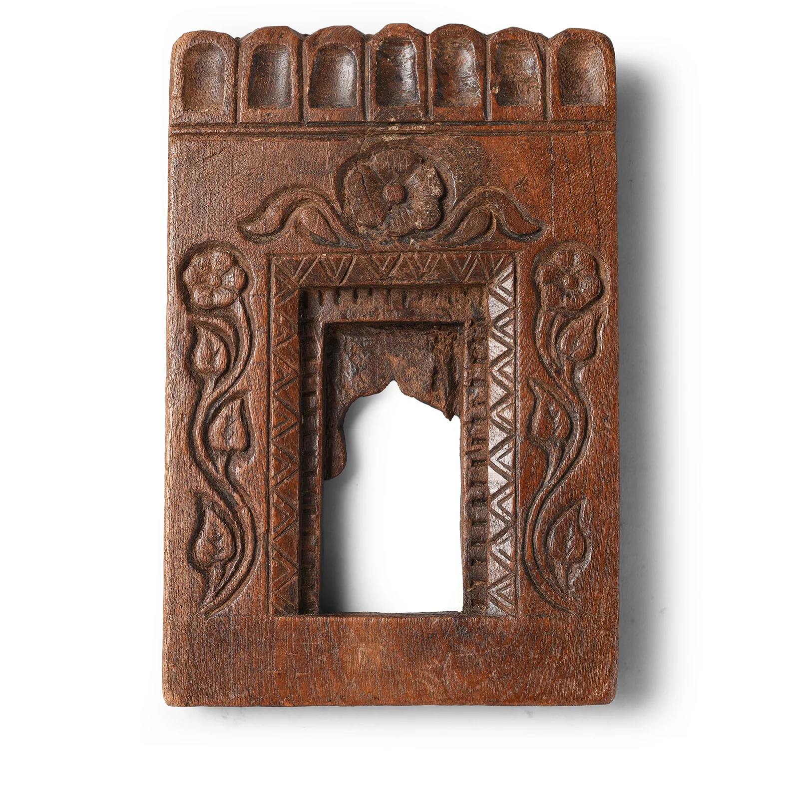 Carved Teak Votive Panel From Andhra Pradesh - Ca 1920's