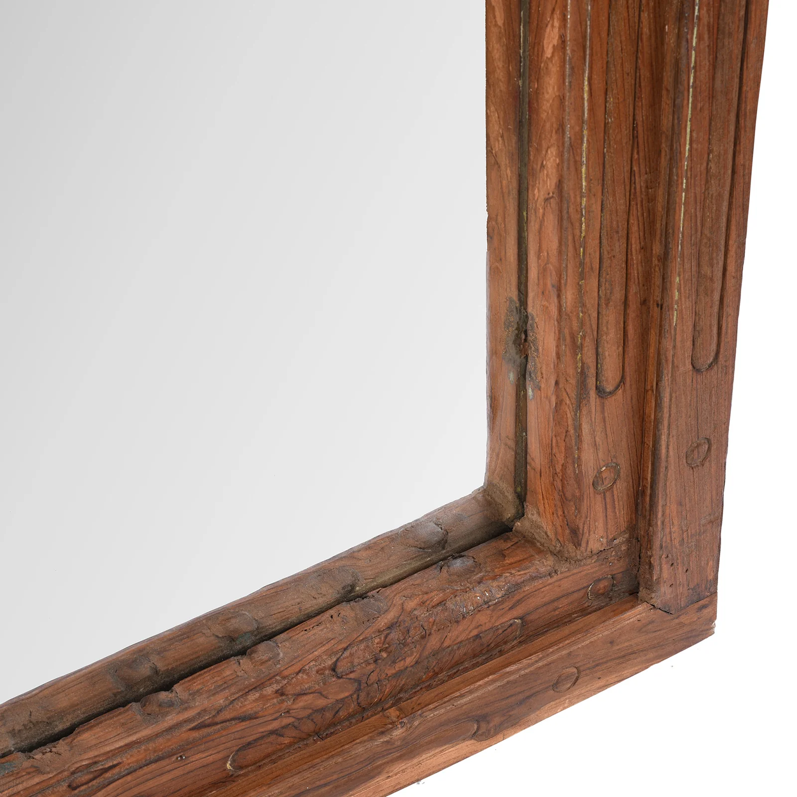 Carved Teak Window Mirror From Andhra Pradesh - 19th Century - Image 4