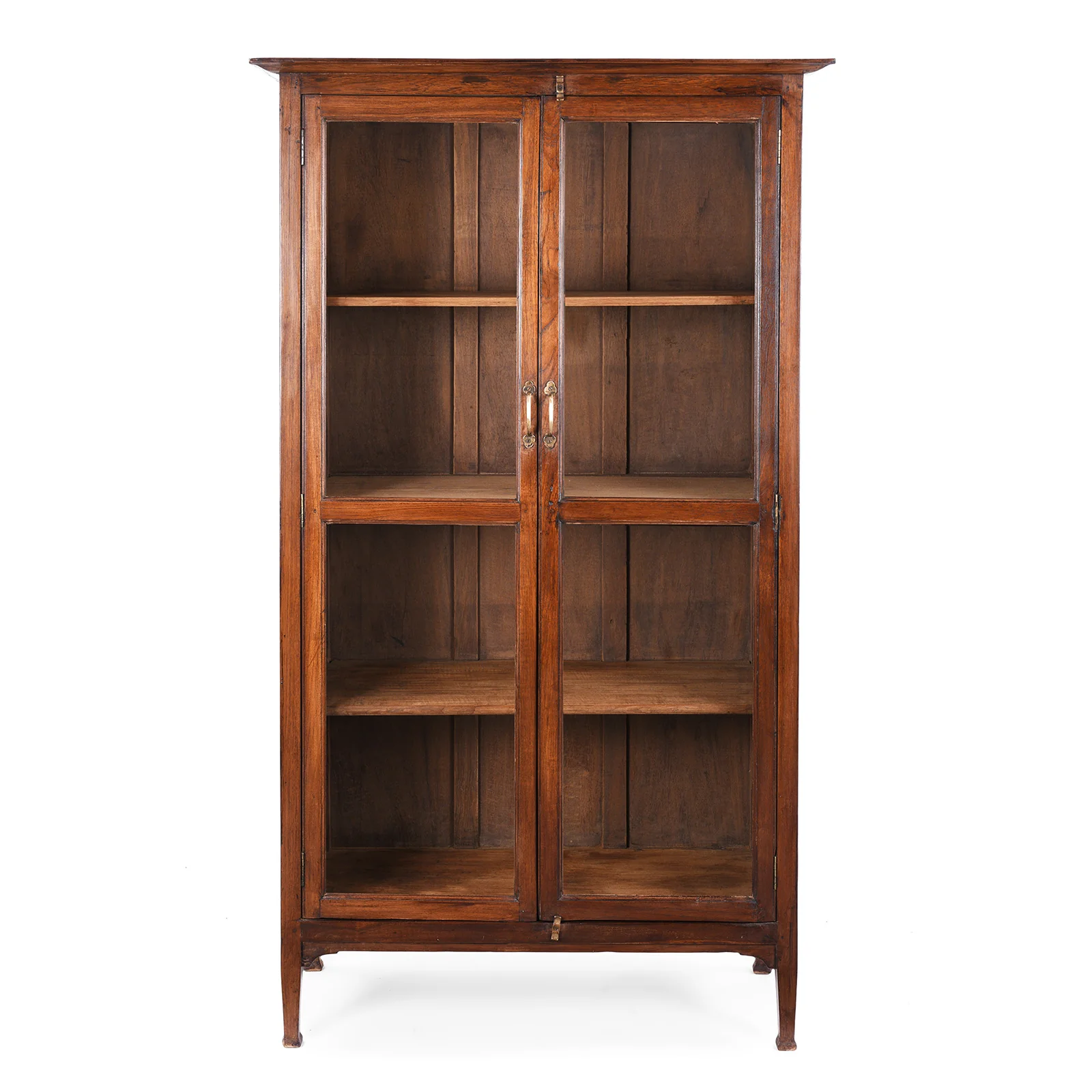 Glazed Teak Anglo Indian Book Cabinet - Ca 1910