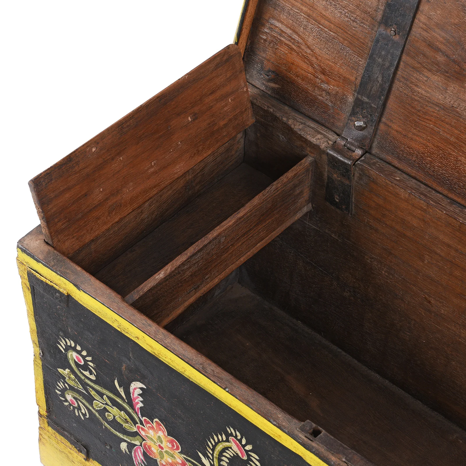 Vintage Painted Teak Chest From Rajasthan - Image 6