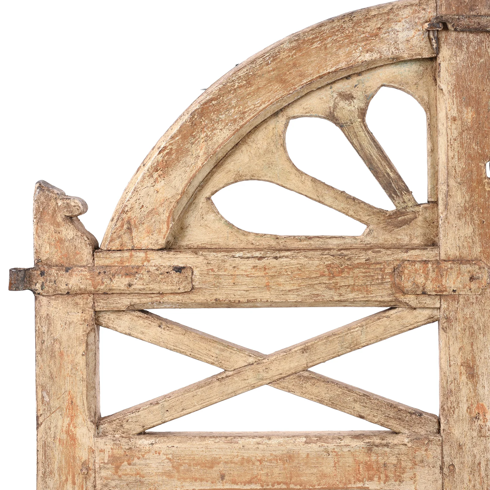 Cream Painted Teak Dog Gate From Gujarat - 1900 - Image 2