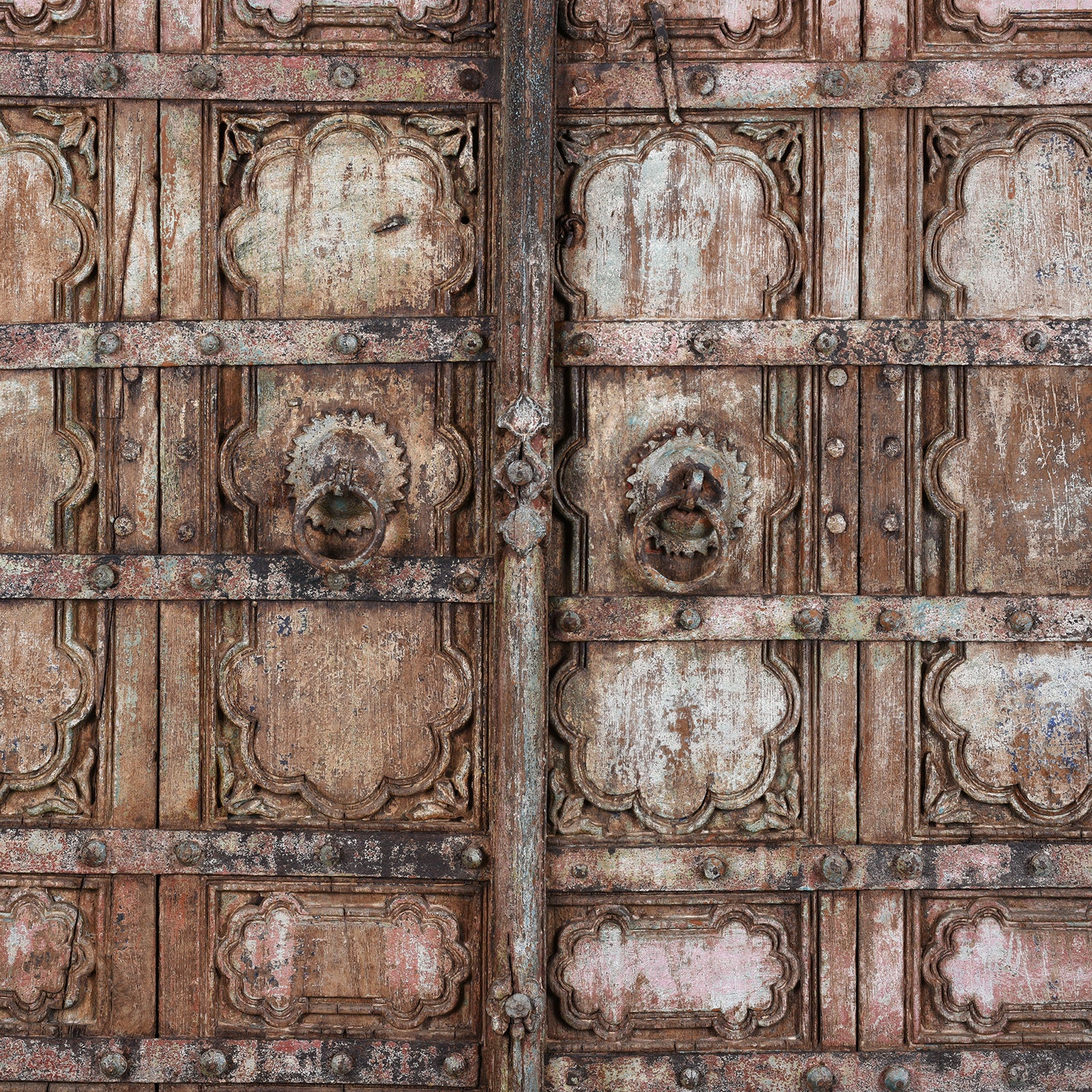 Painted Teak Door From Gujarat - 19th Century - Image 3