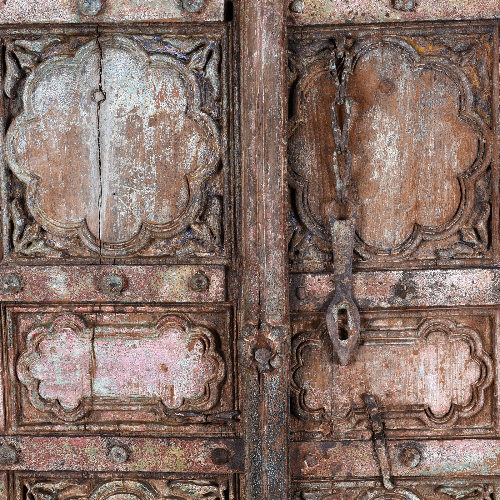 Painted Teak Door From Gujarat - 19th Century - Image 4