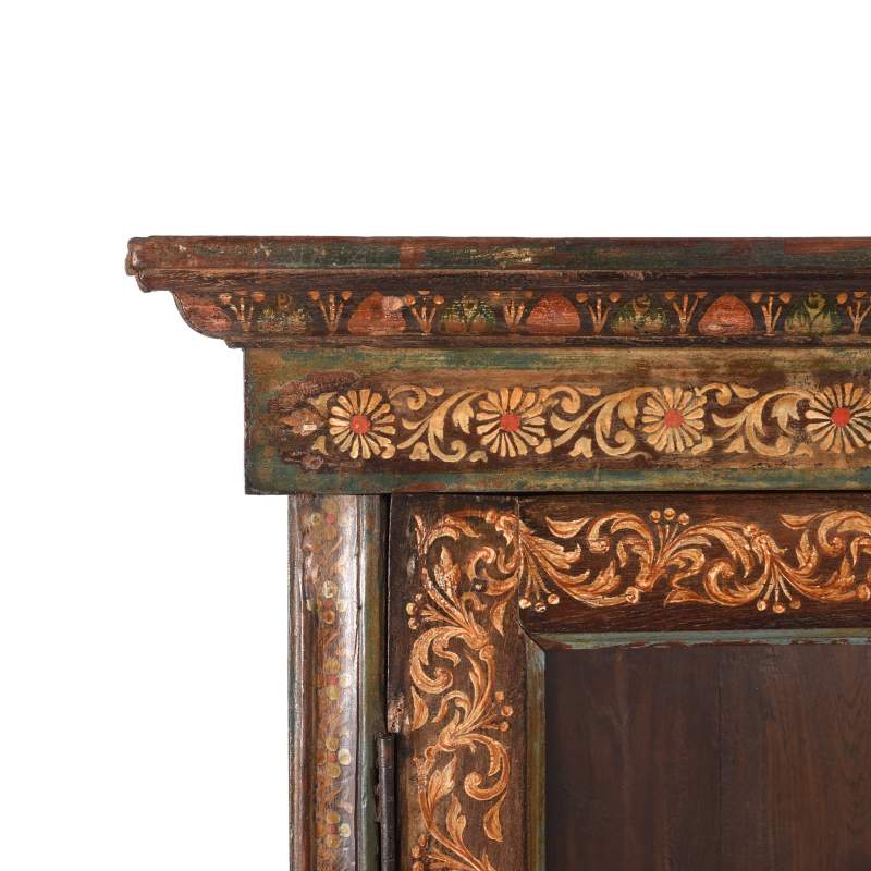 Painted Indian Glazed Book Cabinet From Maharashtra - 19thC - Image 2