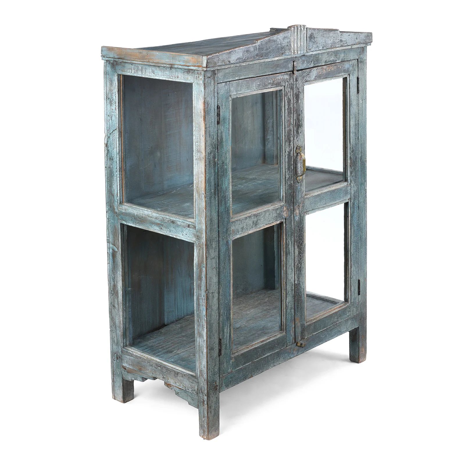Blue Painted Indian Glazed Side Cabinet - 19th Century - Image 3