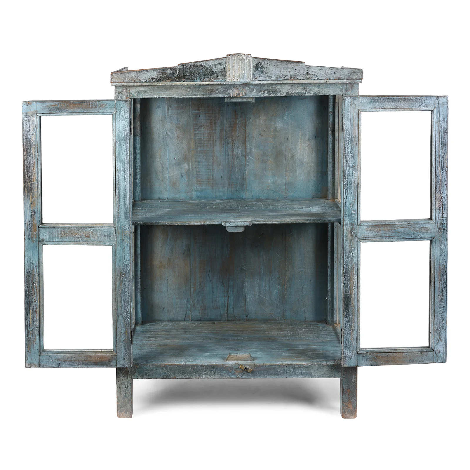 Blue Painted Indian Glazed Side Cabinet - 19th Century - Image 4