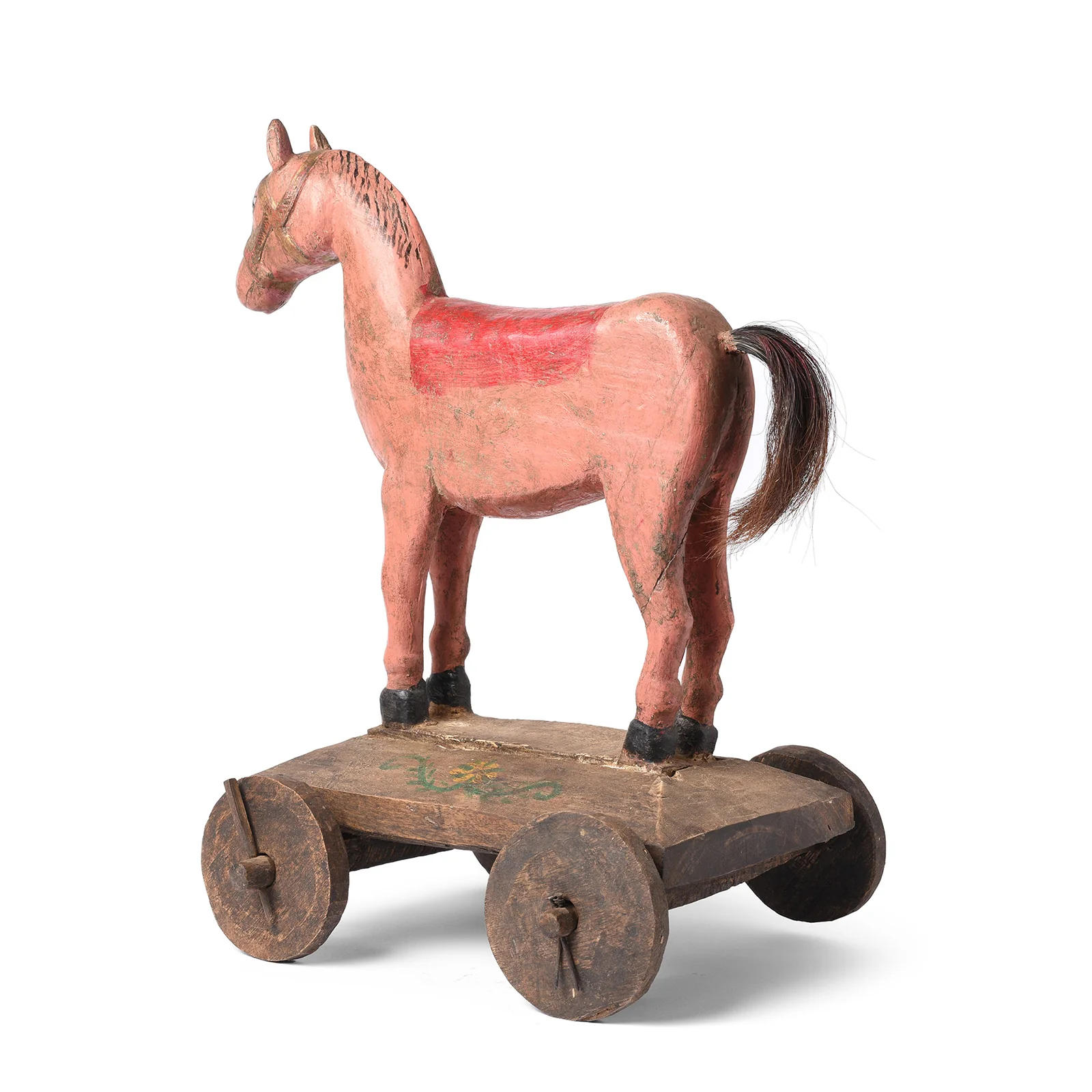 Painted Horse Wheel Toy From Rajasthan Ca - 1920's - Image 4