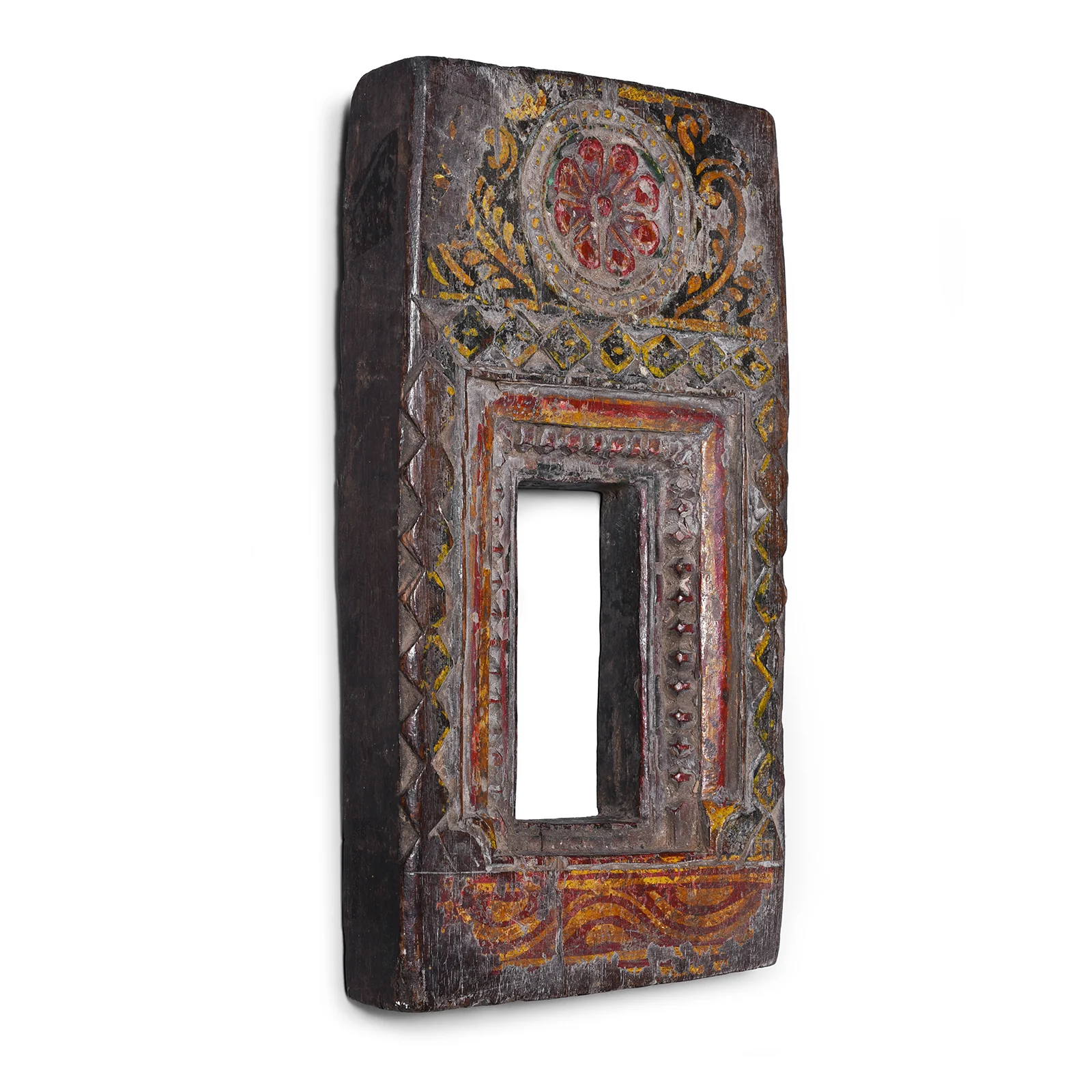 Painted Teak Votive Panel From Andhra Pradesh - 19th Century - Image 3
