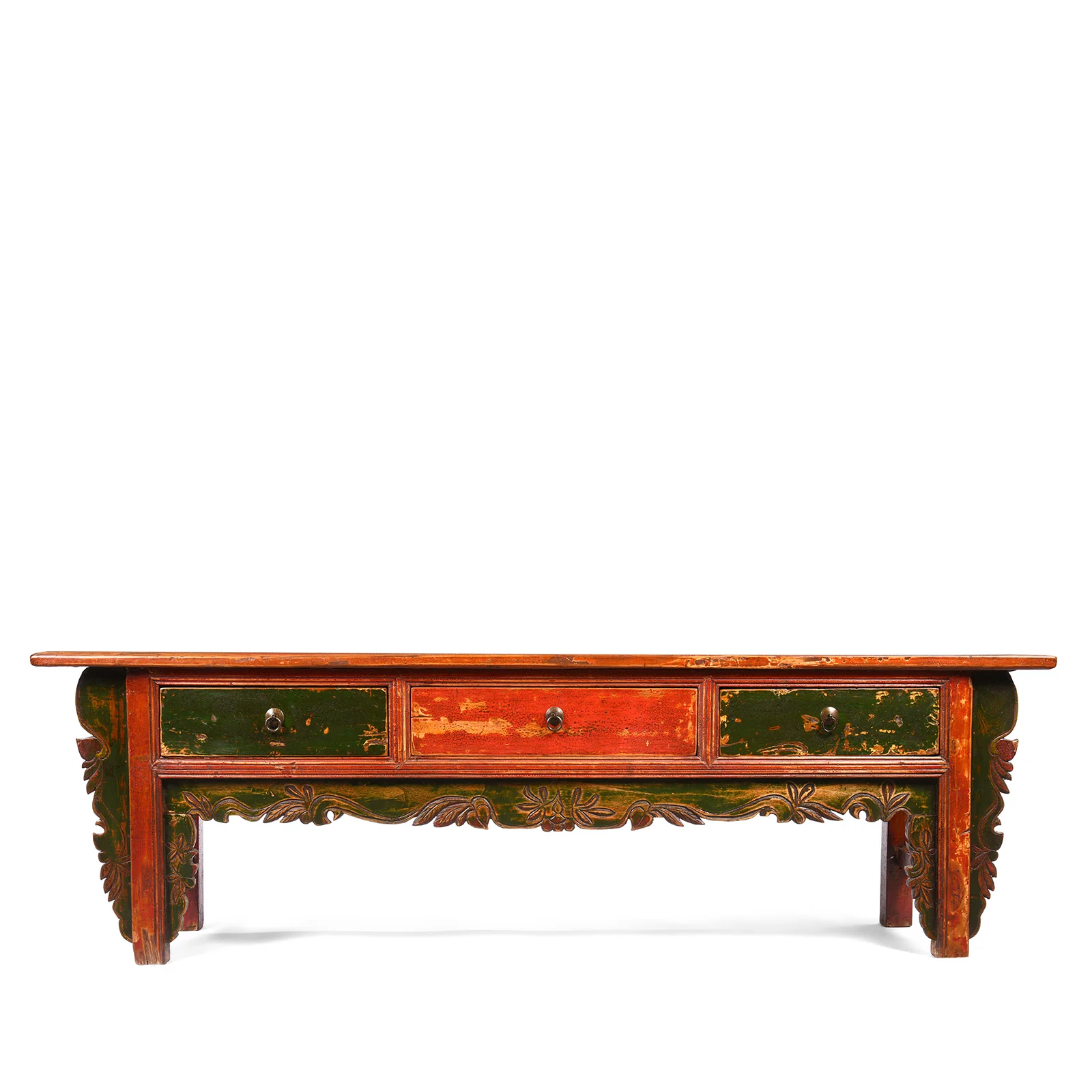 Painted Mongolian Kang Low Cabinet - Late 19thC