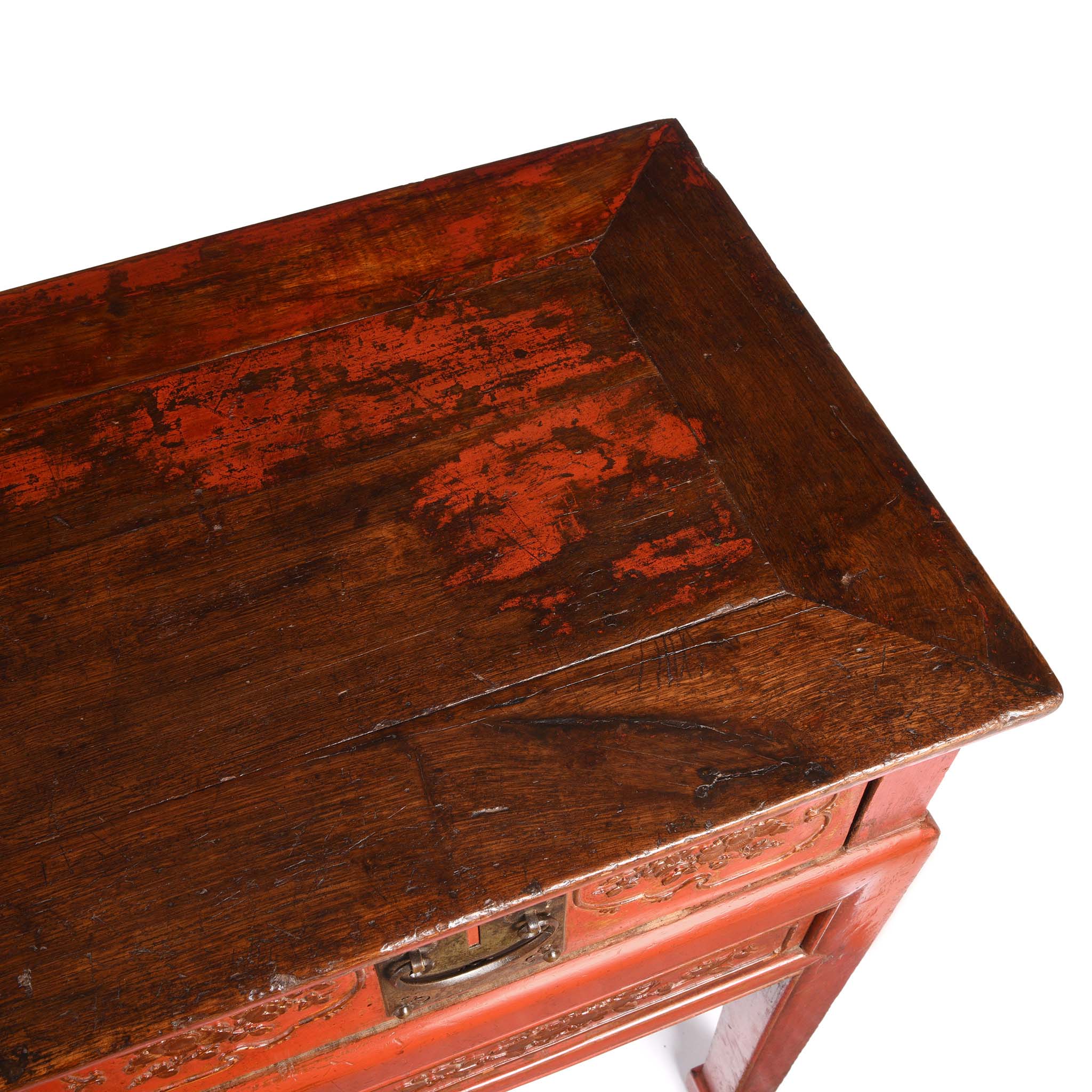 Red Lacquer Oak Altar Table From Zhejiang Province - Late 19thC - Image 7