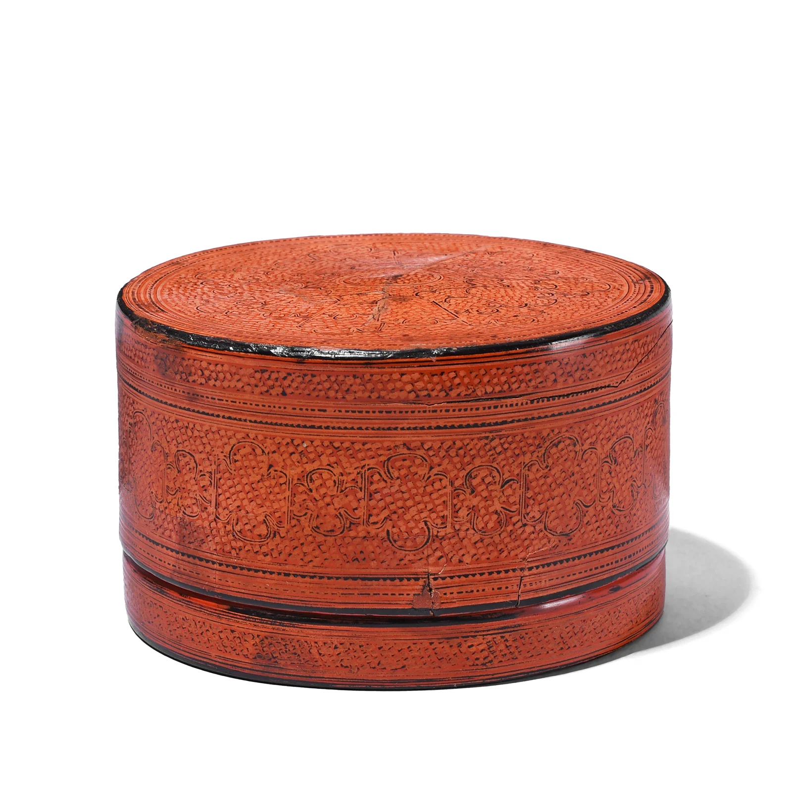 Red Lacquer Burmese Betel Box - Ca 1920
