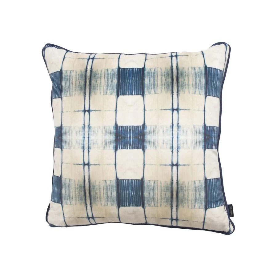 Indigo Itajime Grid Cushion by Tatie Lou & Pad