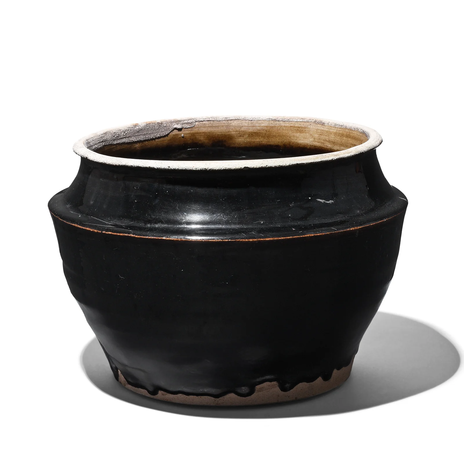 Old Black Glazed Terracotta Water Pot From Shanxi