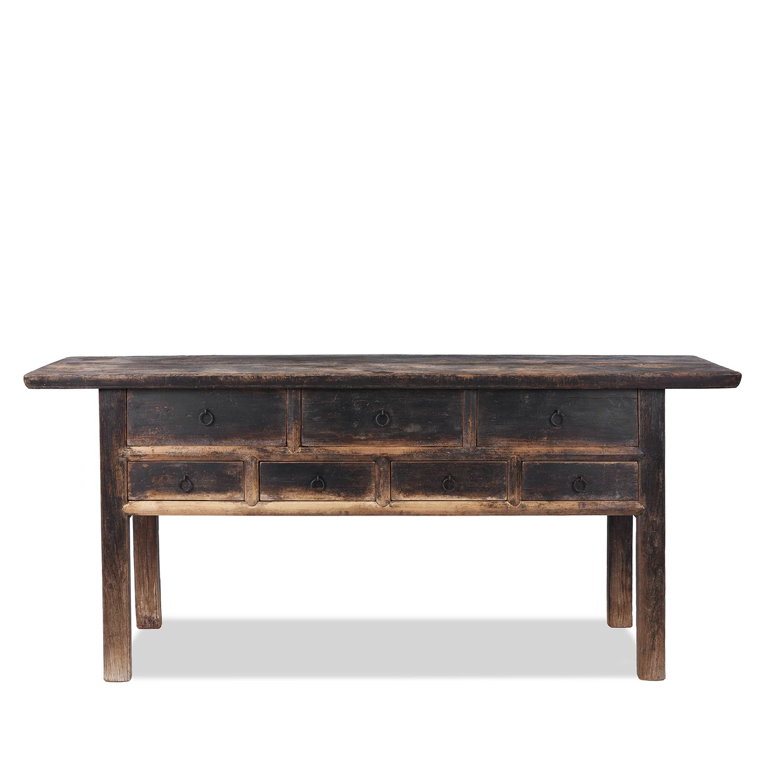 Rustic 7 Drawer Console Table from Shanxi - 19th Century - Image 3