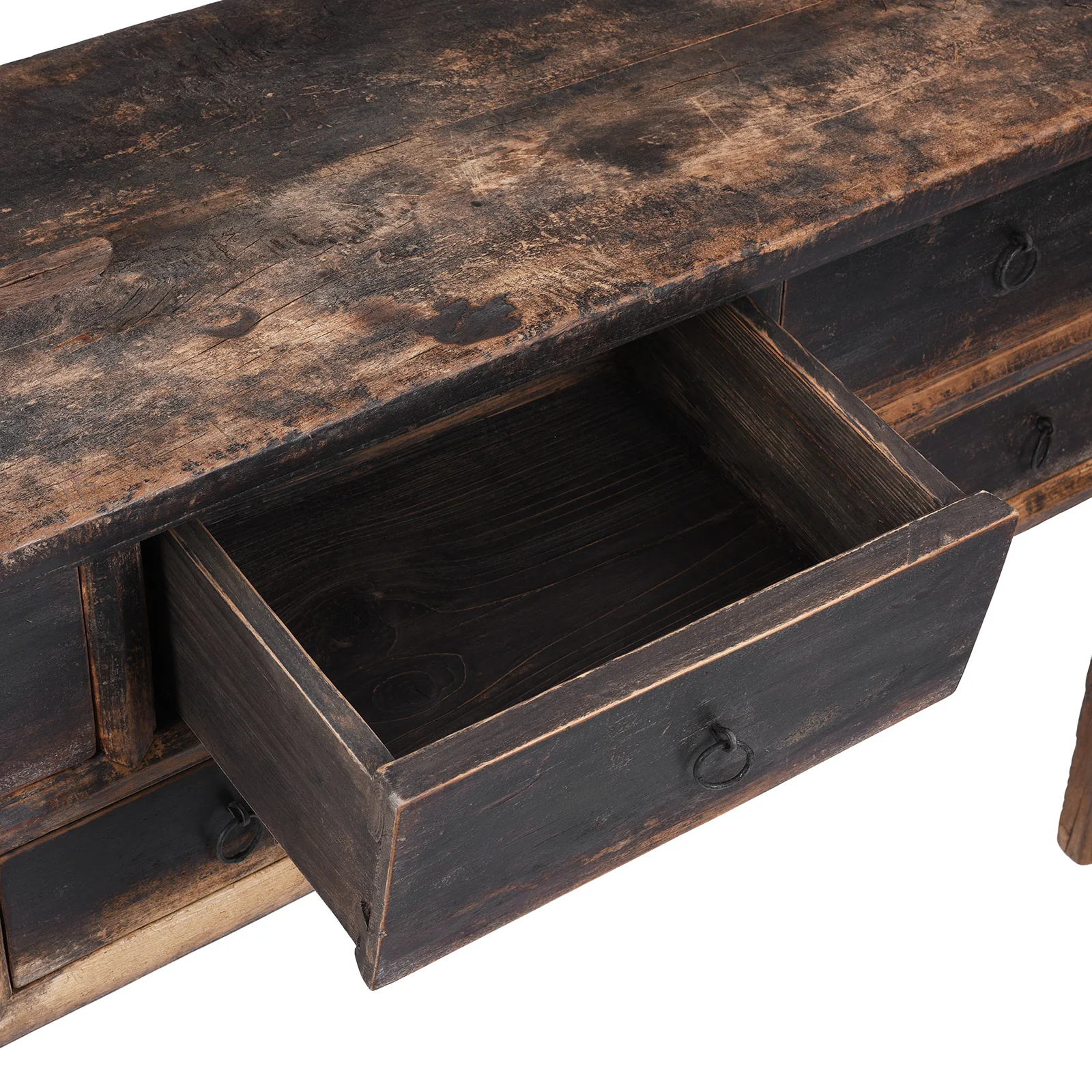 Rustic 7 Drawer Console Table from Shanxi - 19th Century - Image 7