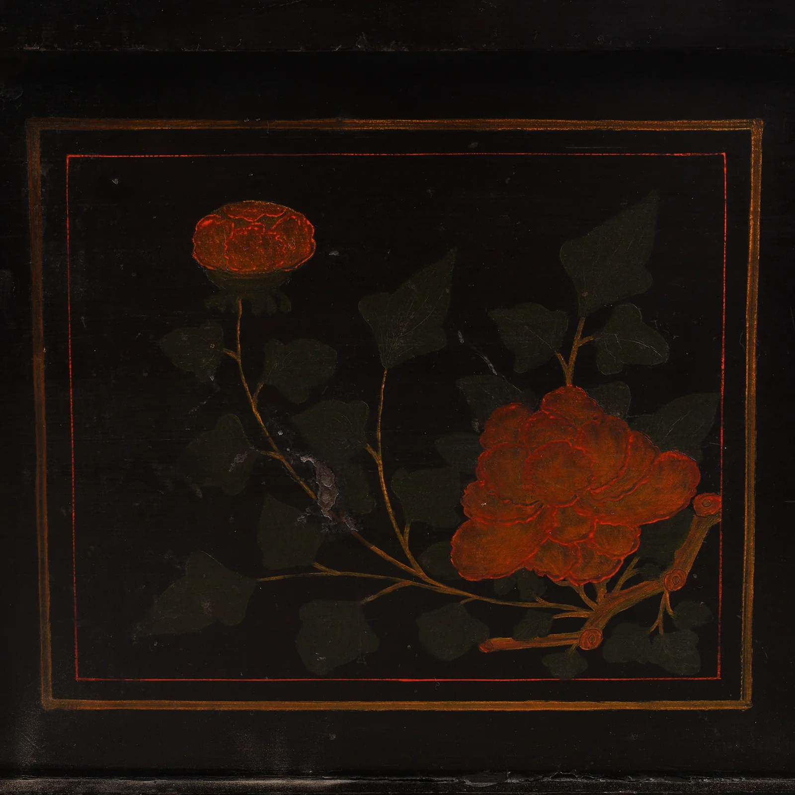 Black Lacquer Painted Low Cabinet On Stand From Shanxi - Early 20thC - Image 11
