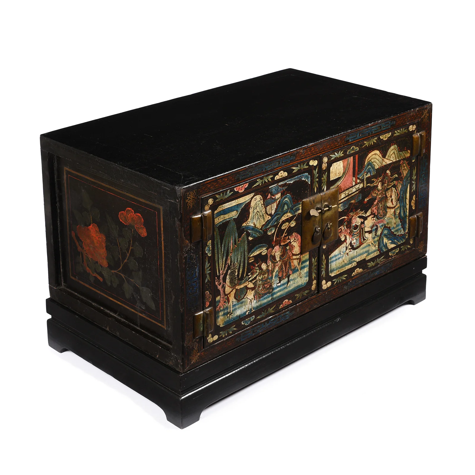 Black Lacquer Painted Low Cabinet On Stand From Shanxi - Early 20thC - Image 3