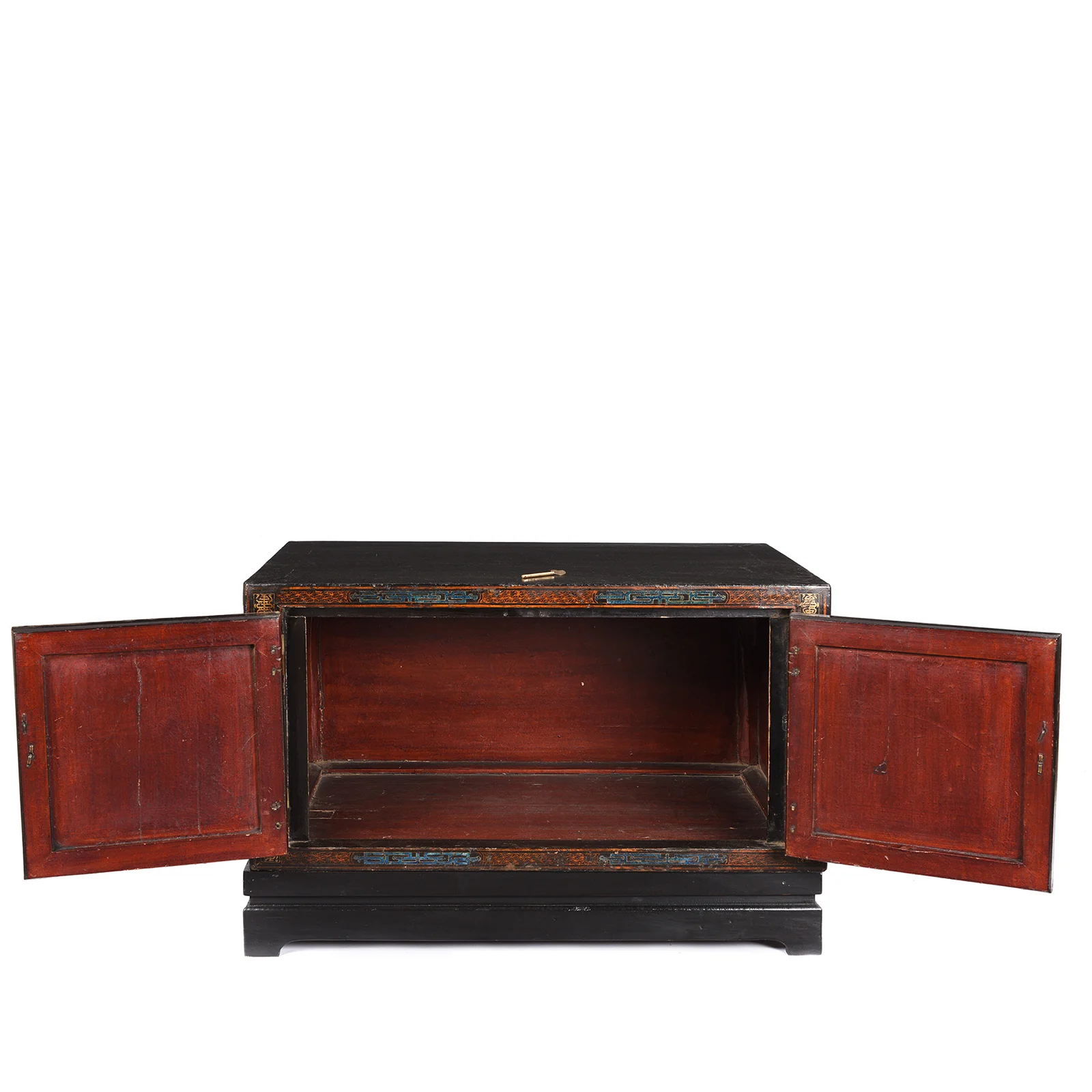 Black Lacquer Painted Low Cabinet On Stand From Shanxi - Early 20thC - Image 4