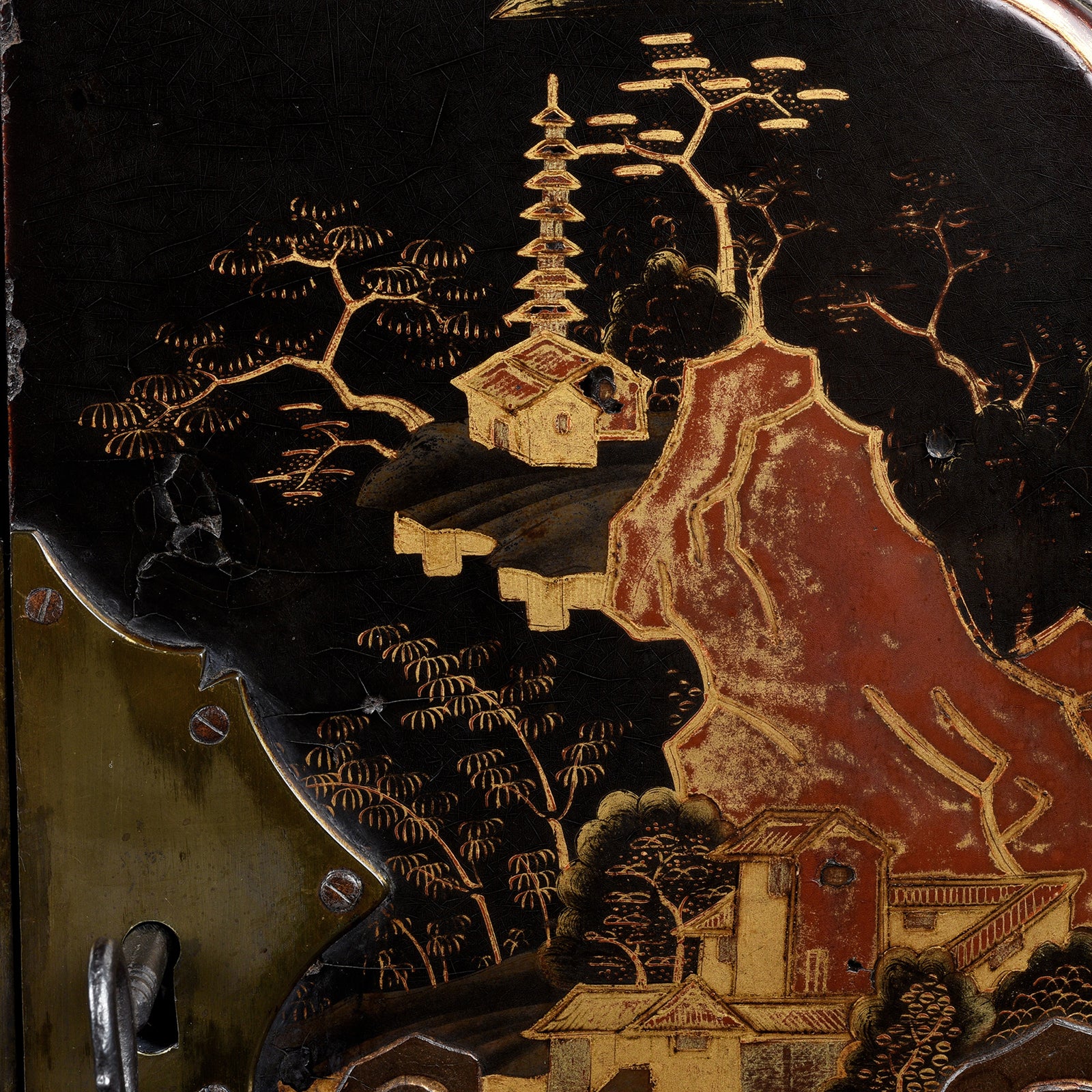 Gilt Black Lacquer Chinese Export Shrine Cabinet - Ca 1820 - Image 14