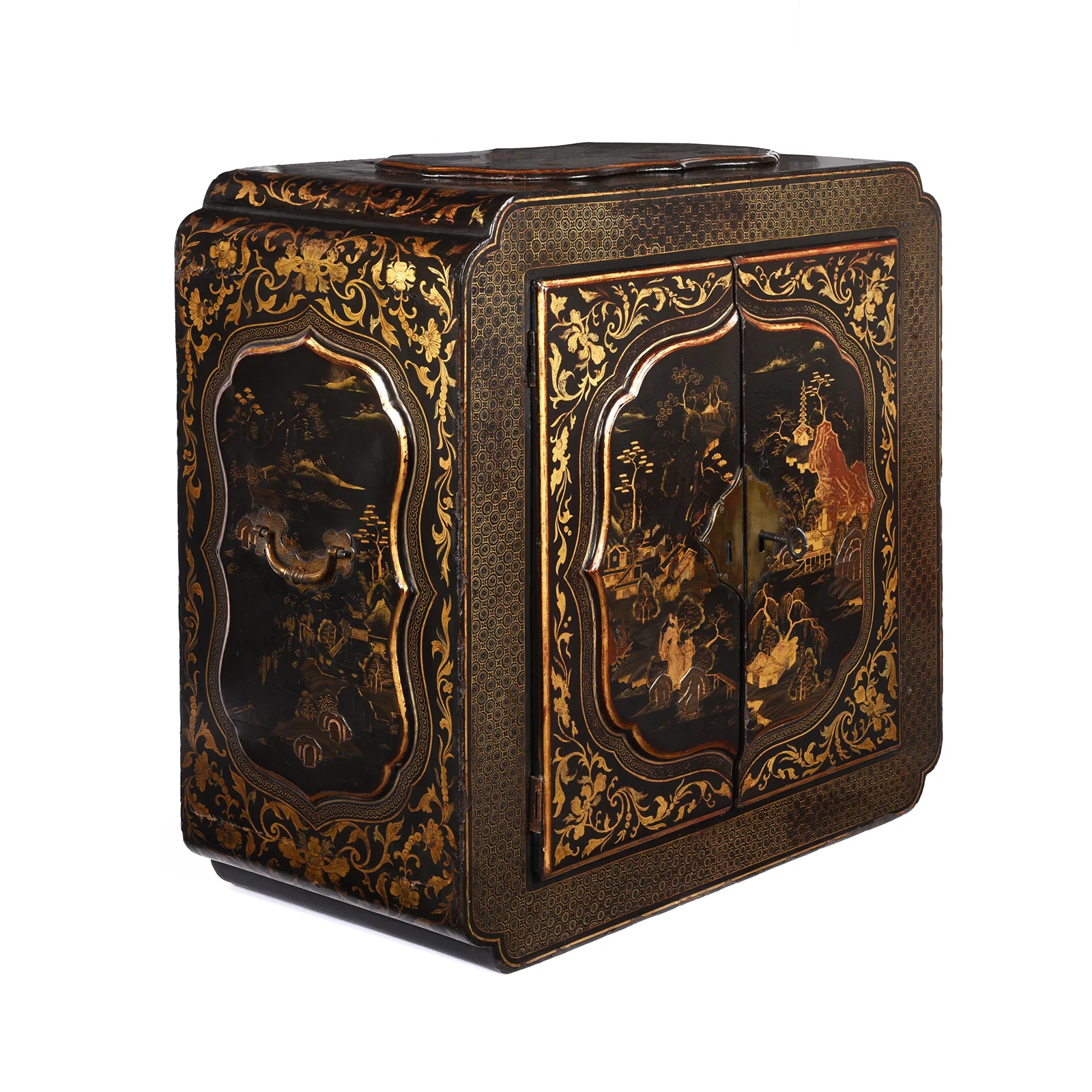 Gilt Black Lacquer Chinese Export Shrine Cabinet - Ca 1820 - Image 7