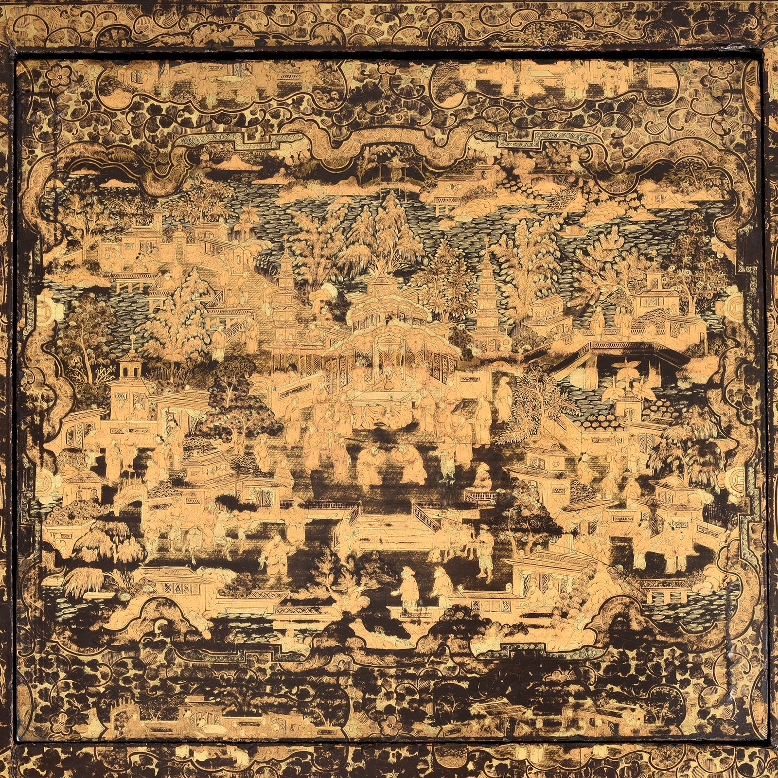 Black Lacquer Export Canton Export Games Table - Early 19th Century - Image 10