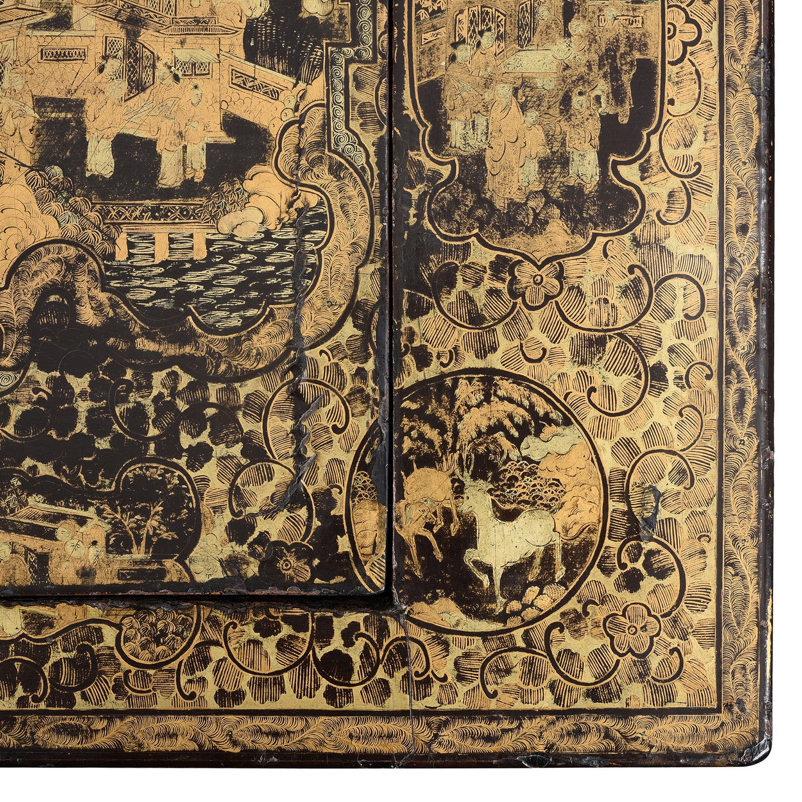 Black Lacquer Export Canton Export Games Table - Early 19th Century - Image 11