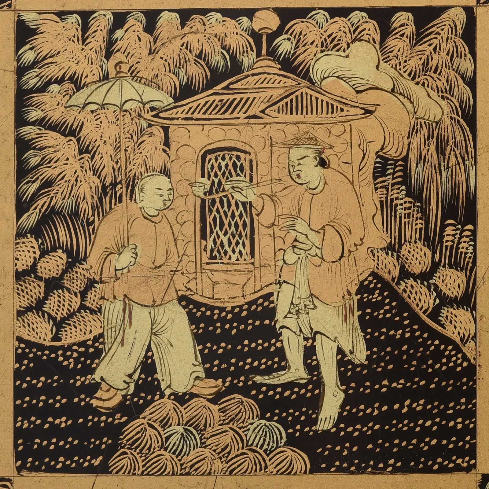 Black Lacquer Export Canton Export Games Table - Early 19th Century - Image 14