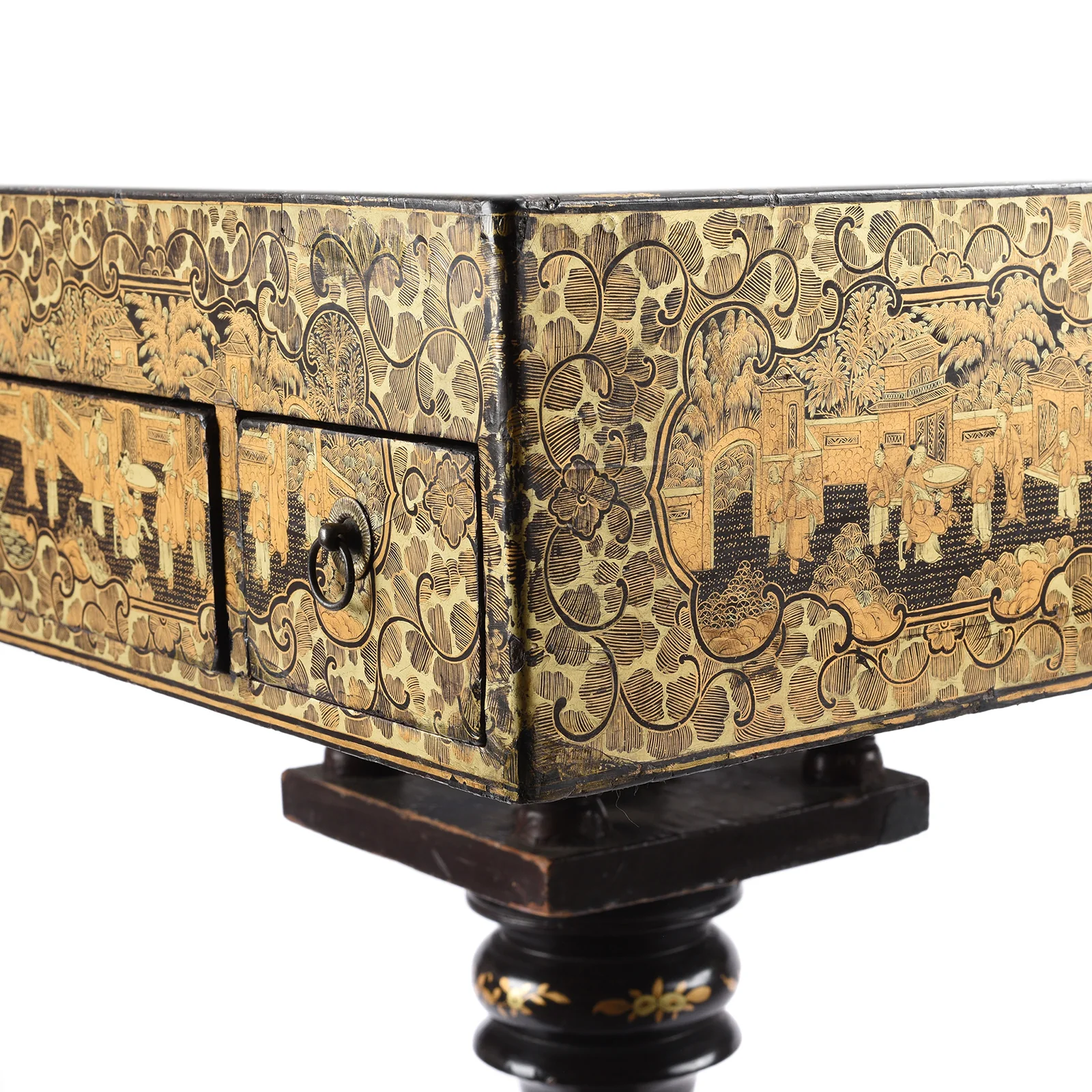Black Lacquer Export Canton Export Games Table - Early 19th Century - Image 16