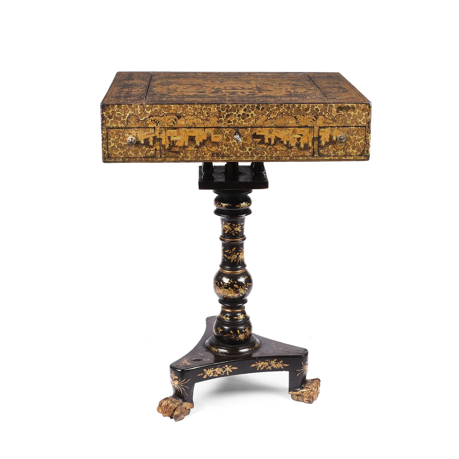 Black Lacquer Export Canton Export Games Table - Early 19th Century - Image 2