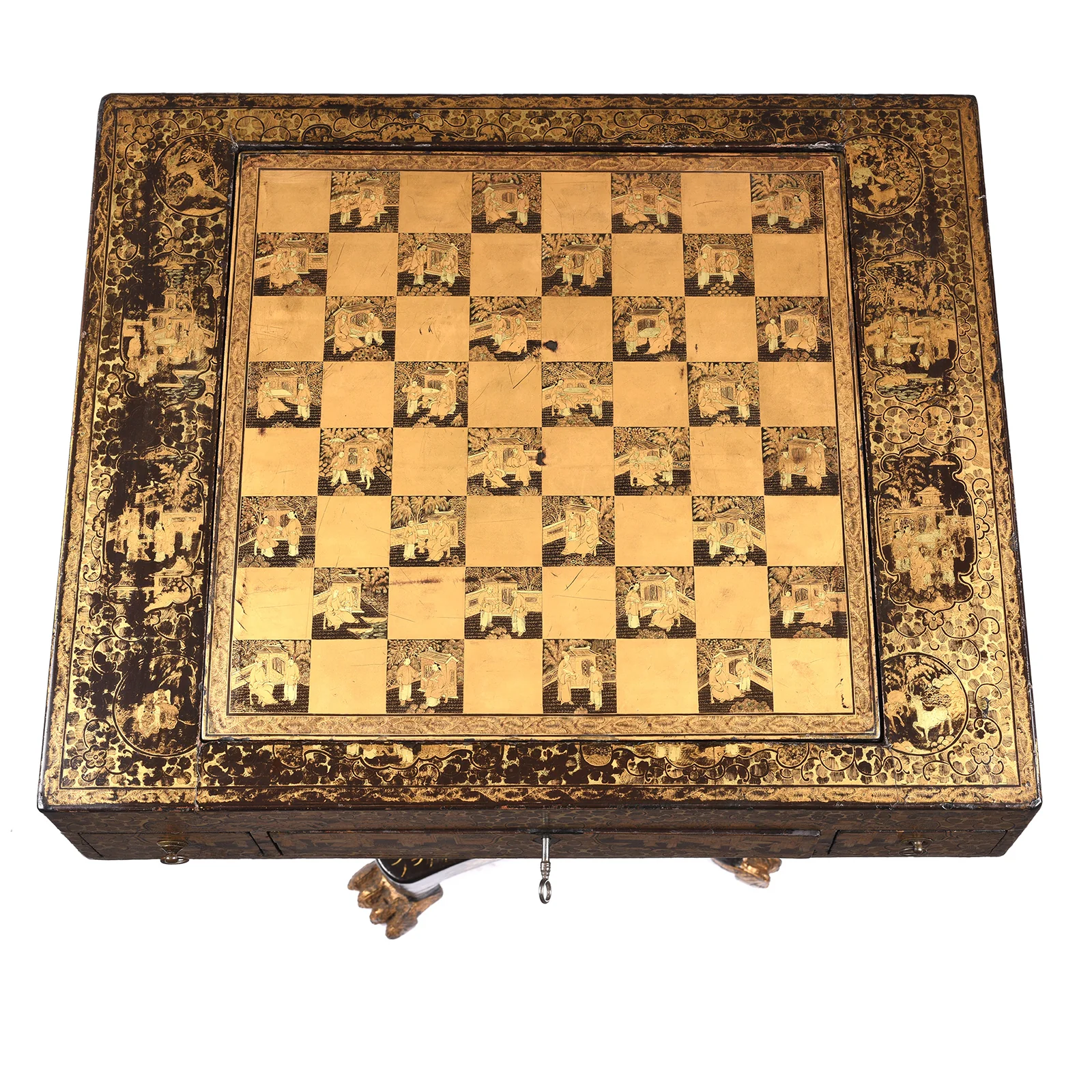 Black Lacquer Export Canton Export Games Table - Early 19th Century - Image 3