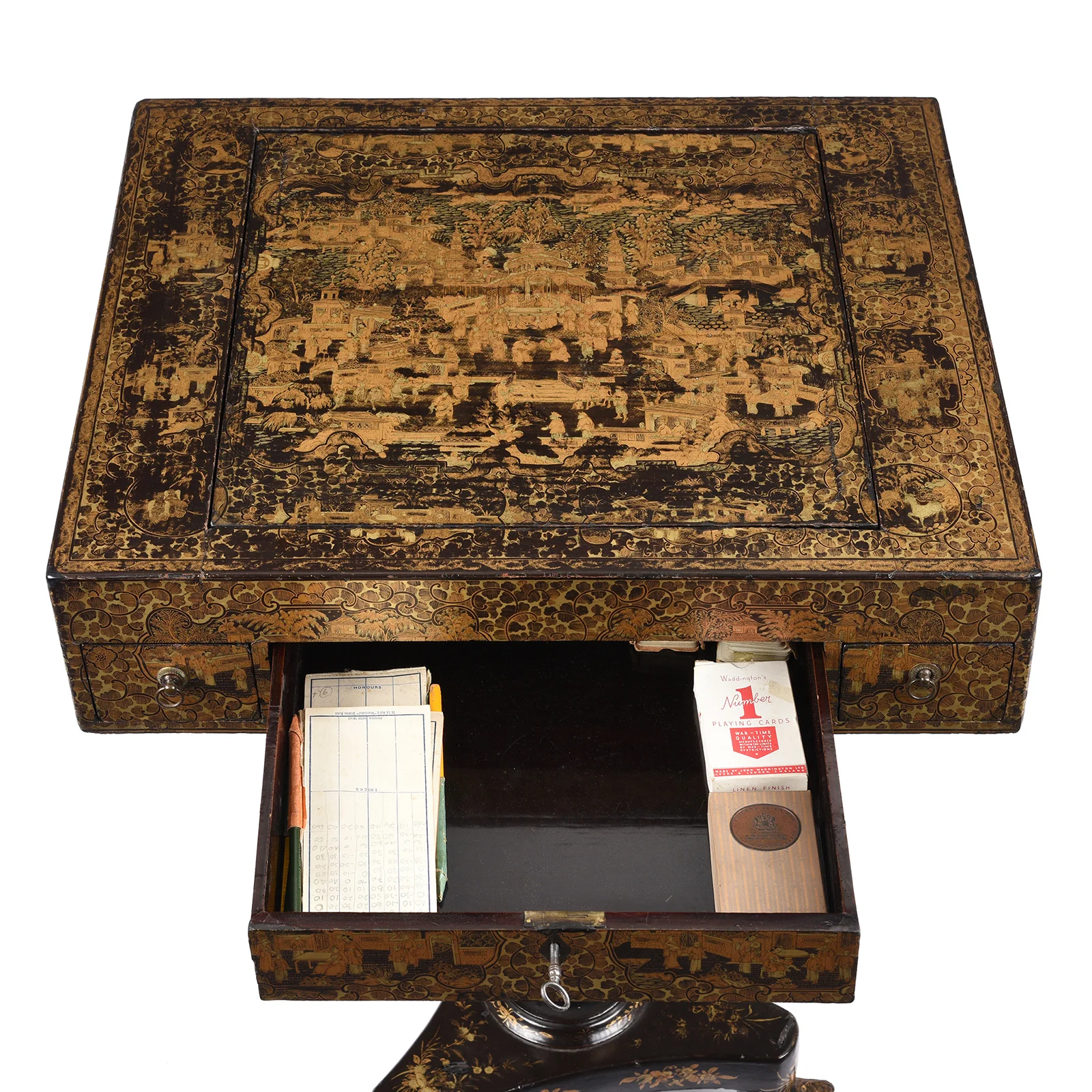 Black Lacquer Export Canton Export Games Table - Early 19th Century - Image 8