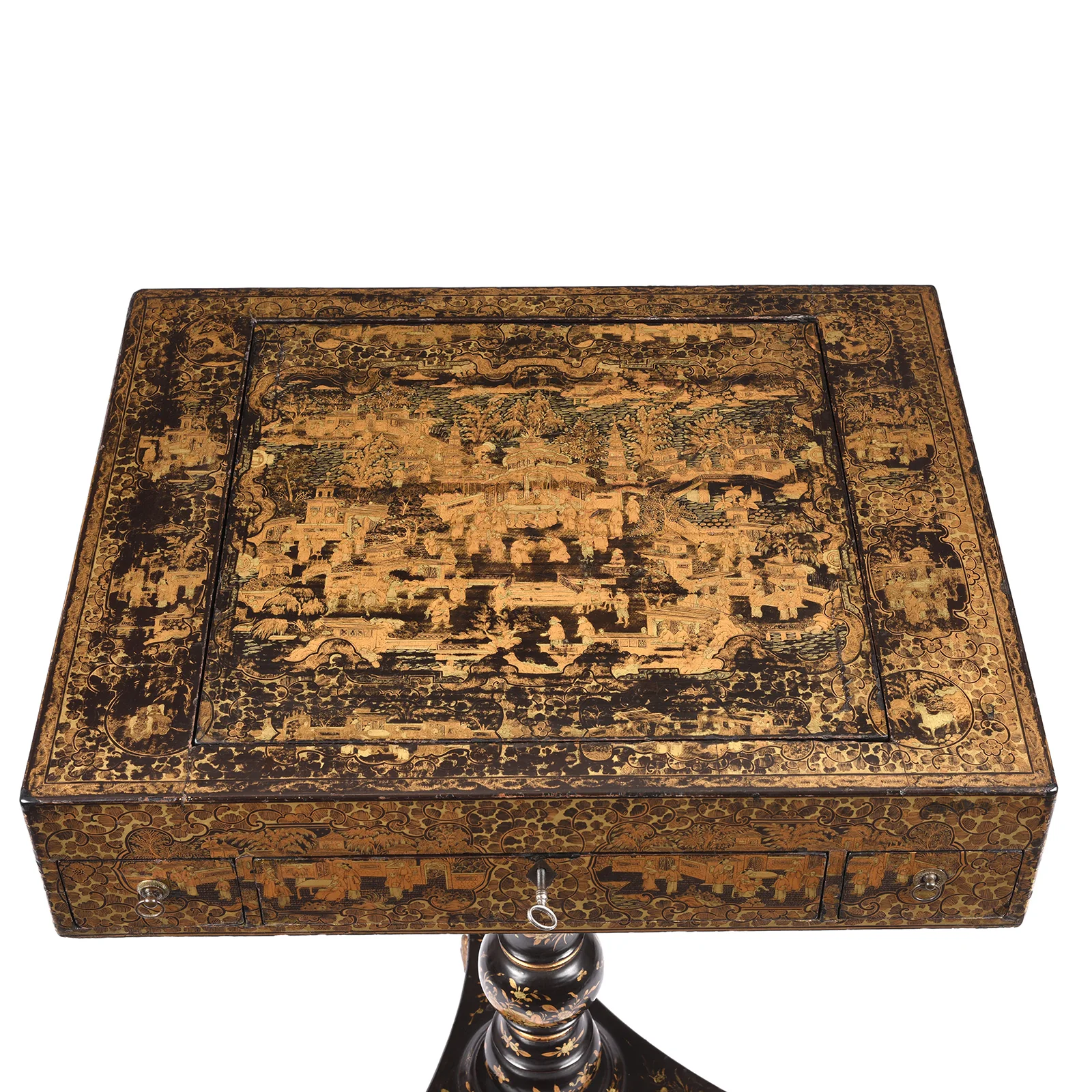 Black Lacquer Export Canton Export Games Table - Early 19th Century - Image 9