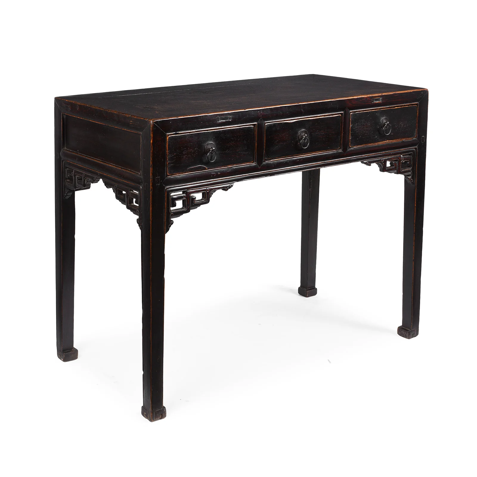 Black Lacquer 3 Drawer Desk From Shanxi - 19th Century