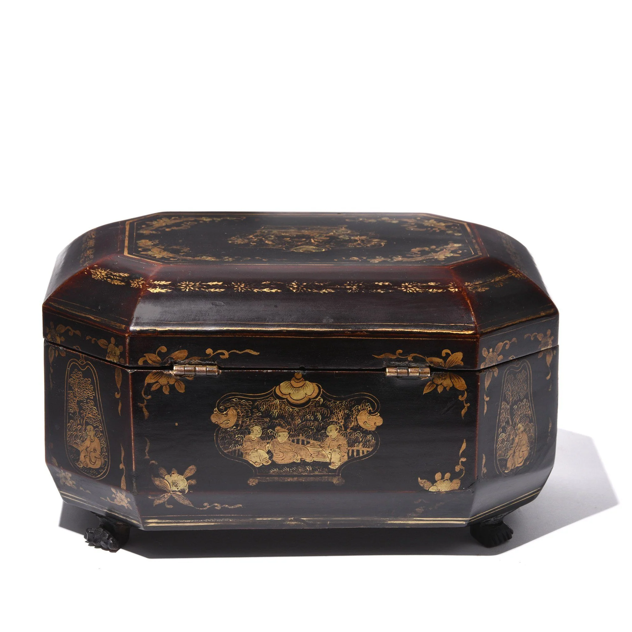 Black Lacquer Canton Export Tea Caddy - Qing Dynasty, Early 19thC - Image 3