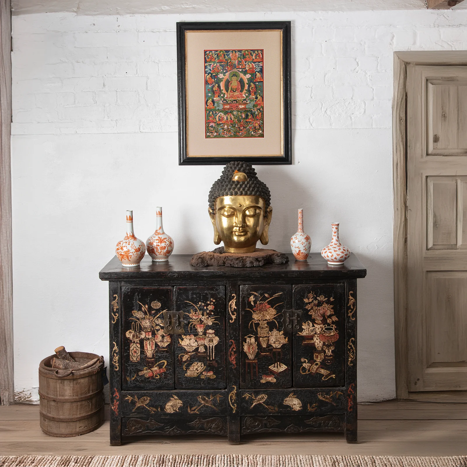 Black Lacquer Sideboard From Shanxi - Early 19th Century