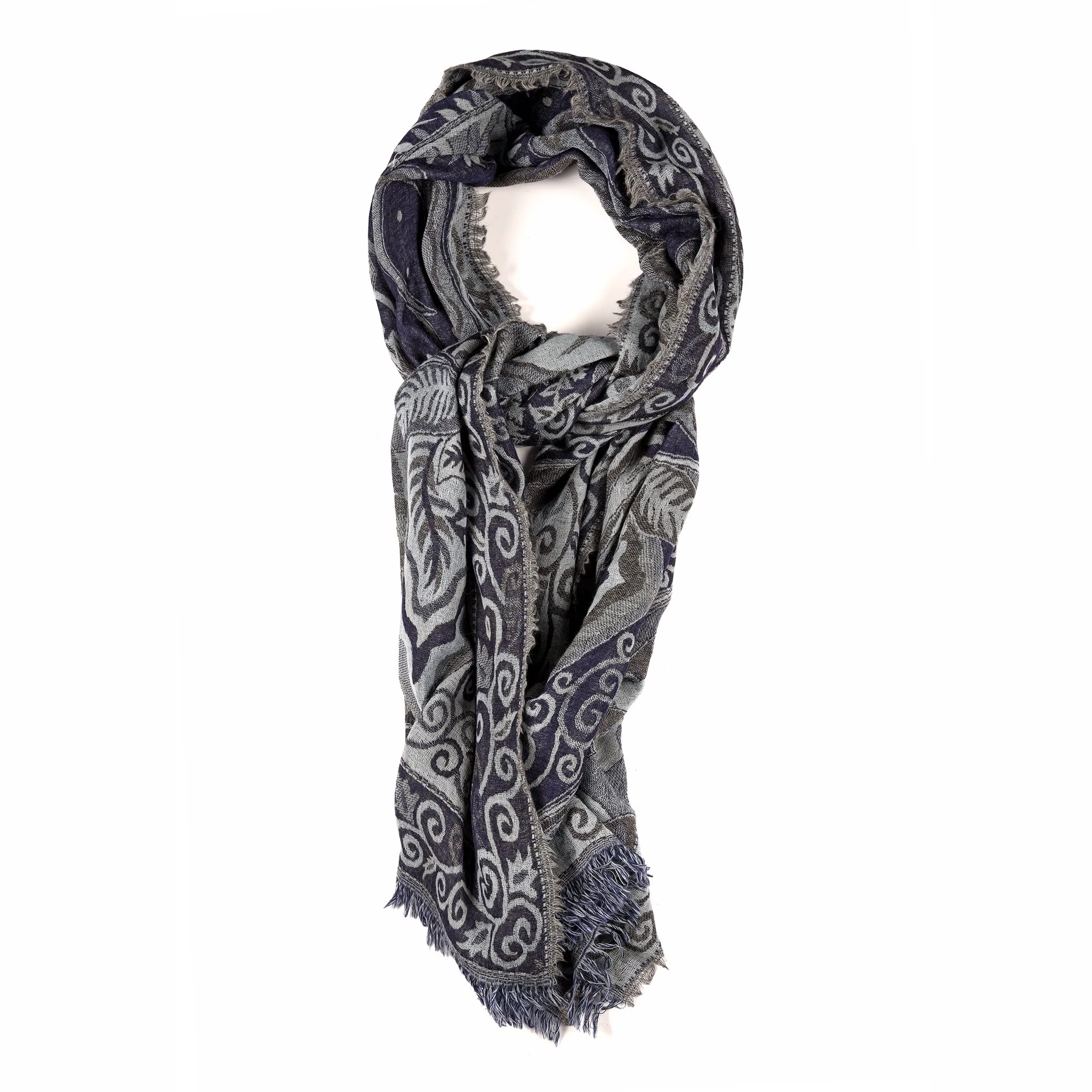 Blue Boteh Scarf - Merino Wool - Image 2