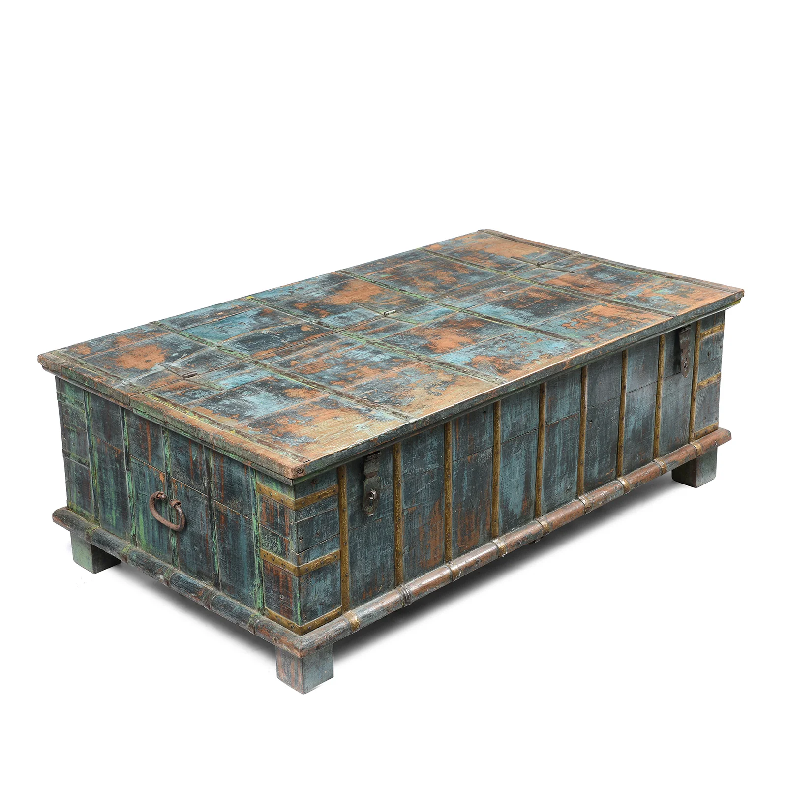 Blue Painted Indian Chest From Gujarat - 19thC - Image 3