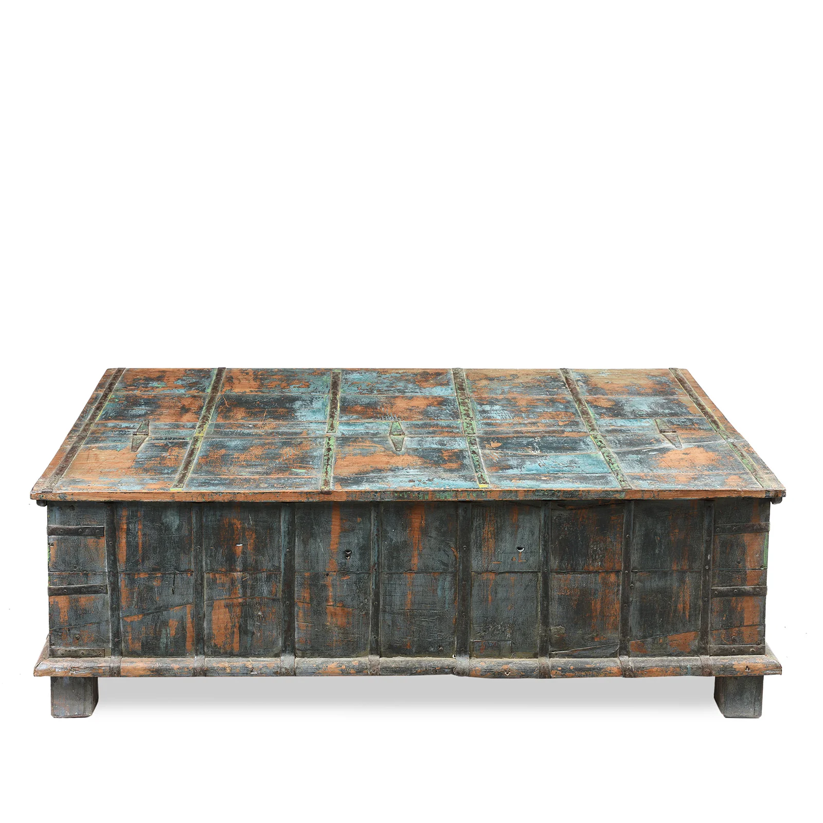 Blue Painted Indian Chest From Gujarat - 19thC - Image 5