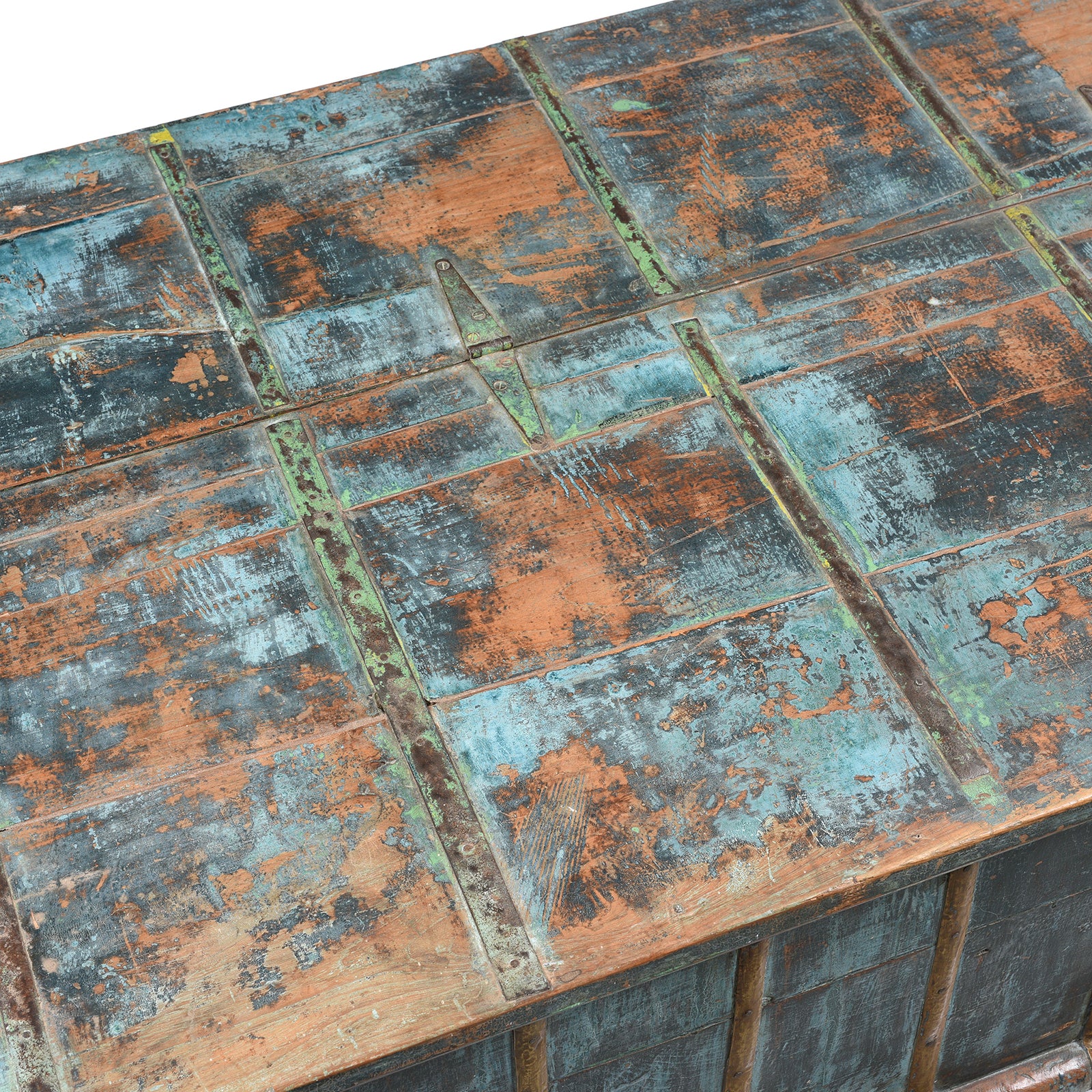 Blue Painted Indian Chest From Gujarat - 19thC - Image 6