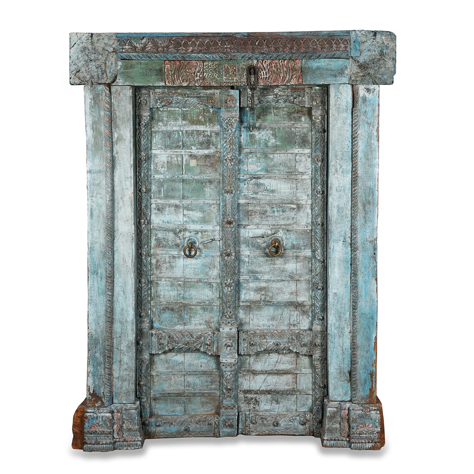 Blue Painted Indian Door & Frame - Early 19th Century - Image 2
