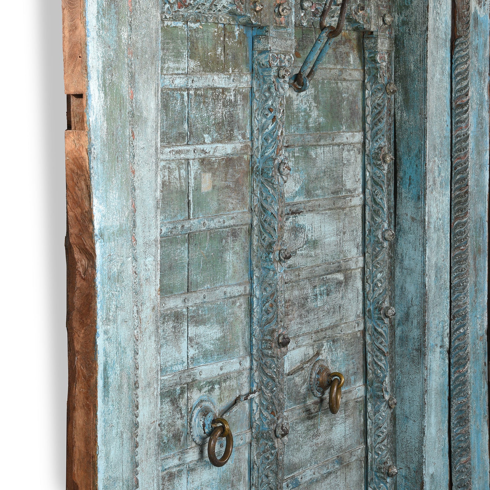 Blue Painted Indian Door & Frame - Early 19th Century - Image 4