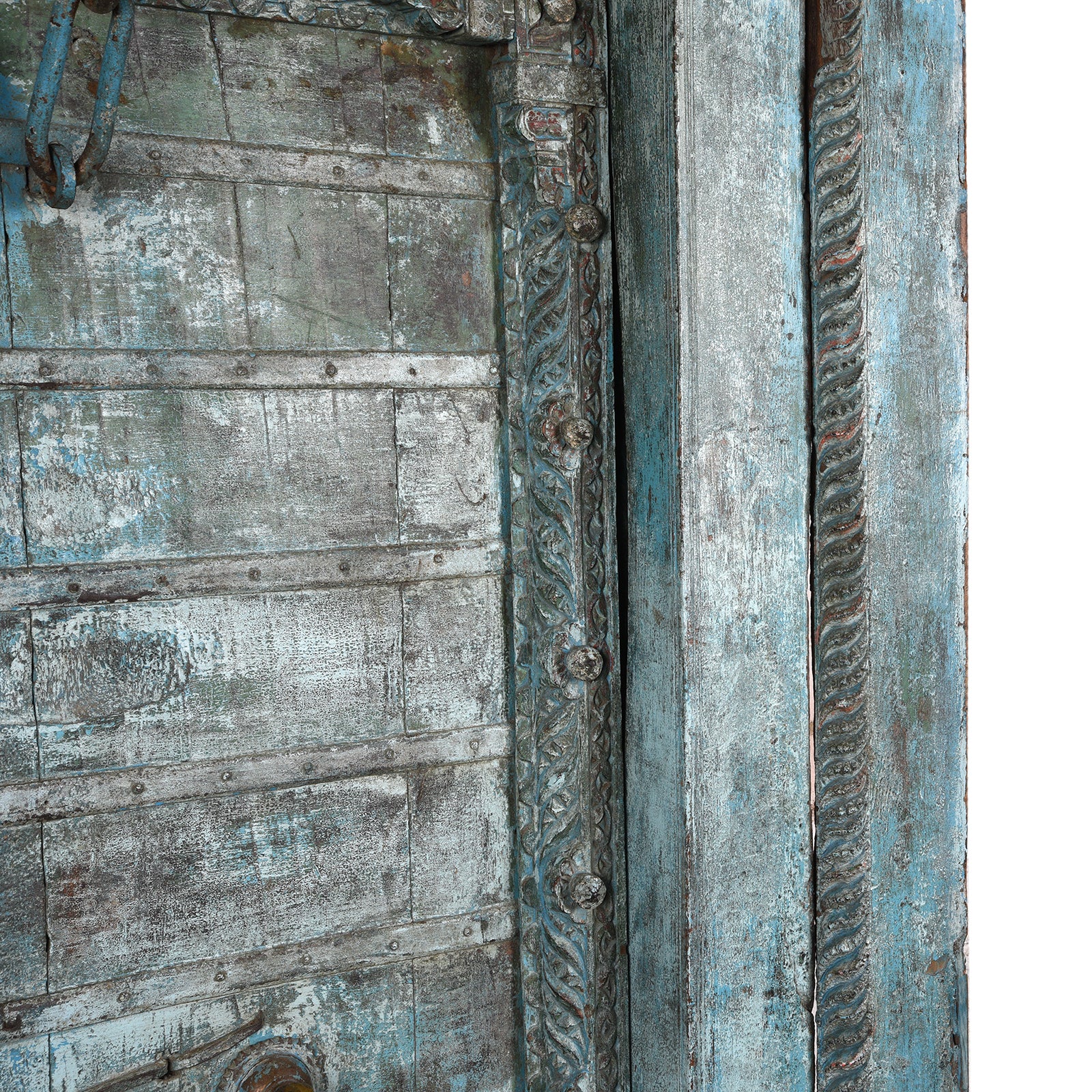 Blue Painted Indian Door & Frame - Early 19th Century - Image 5