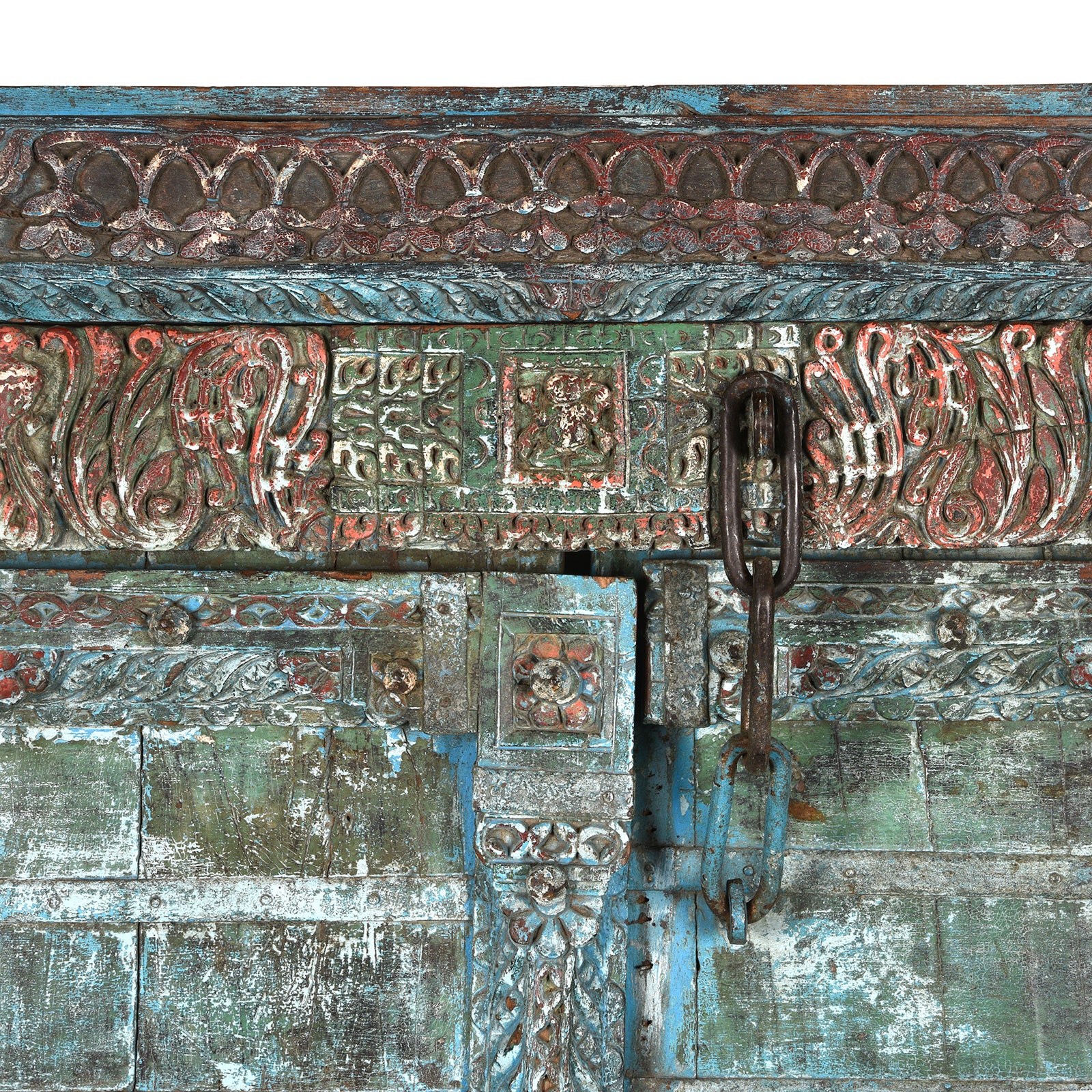 Blue Painted Indian Door & Frame - Early 19th Century - Image 6
