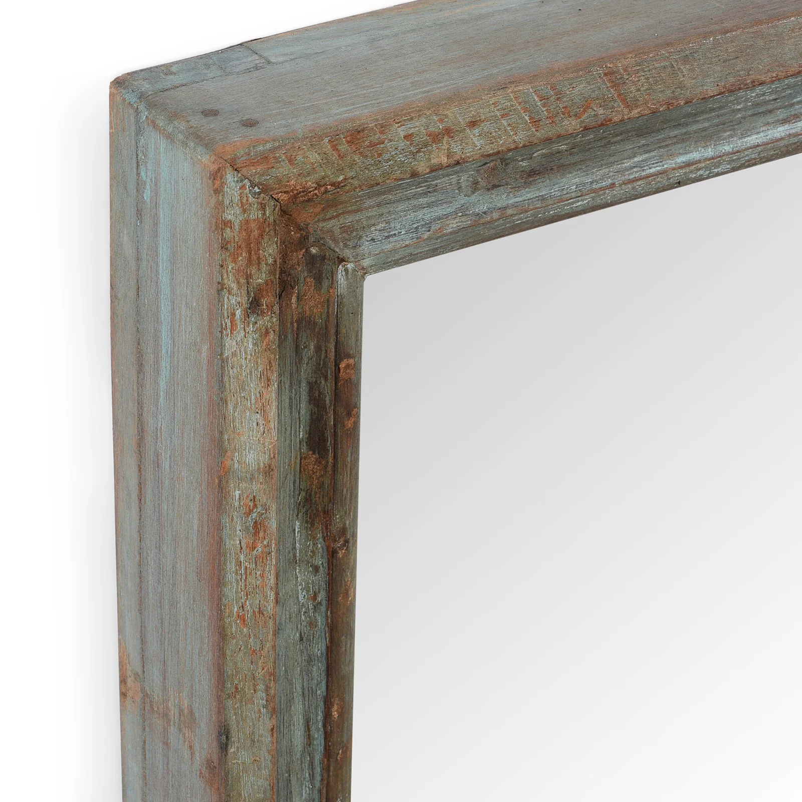 Blue Painted Mirror Made From Old Architectural Teak - Image 5
