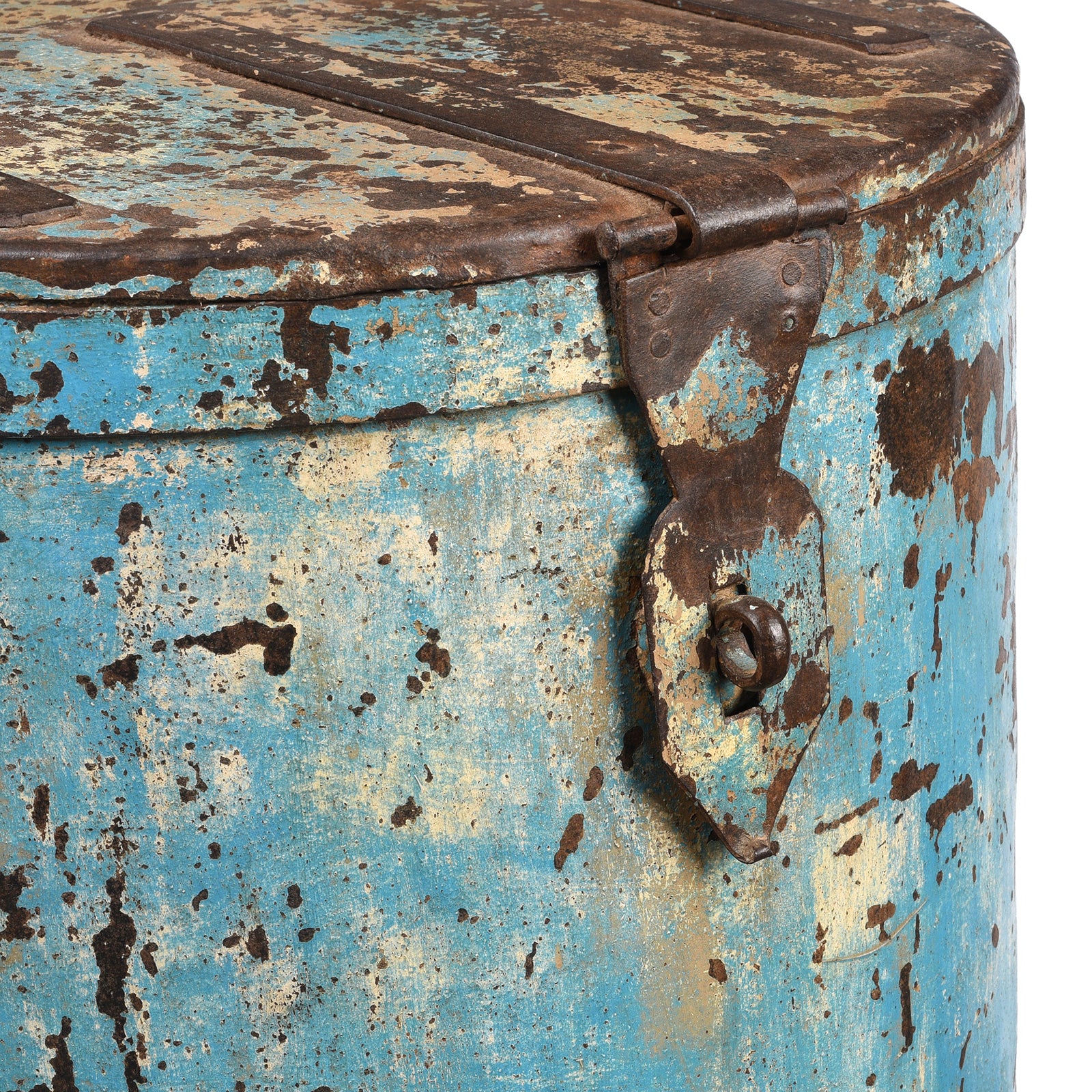 Blue Painted Iron Grain Storage Bin From Rajasthan - Ca 1920 - Image 2